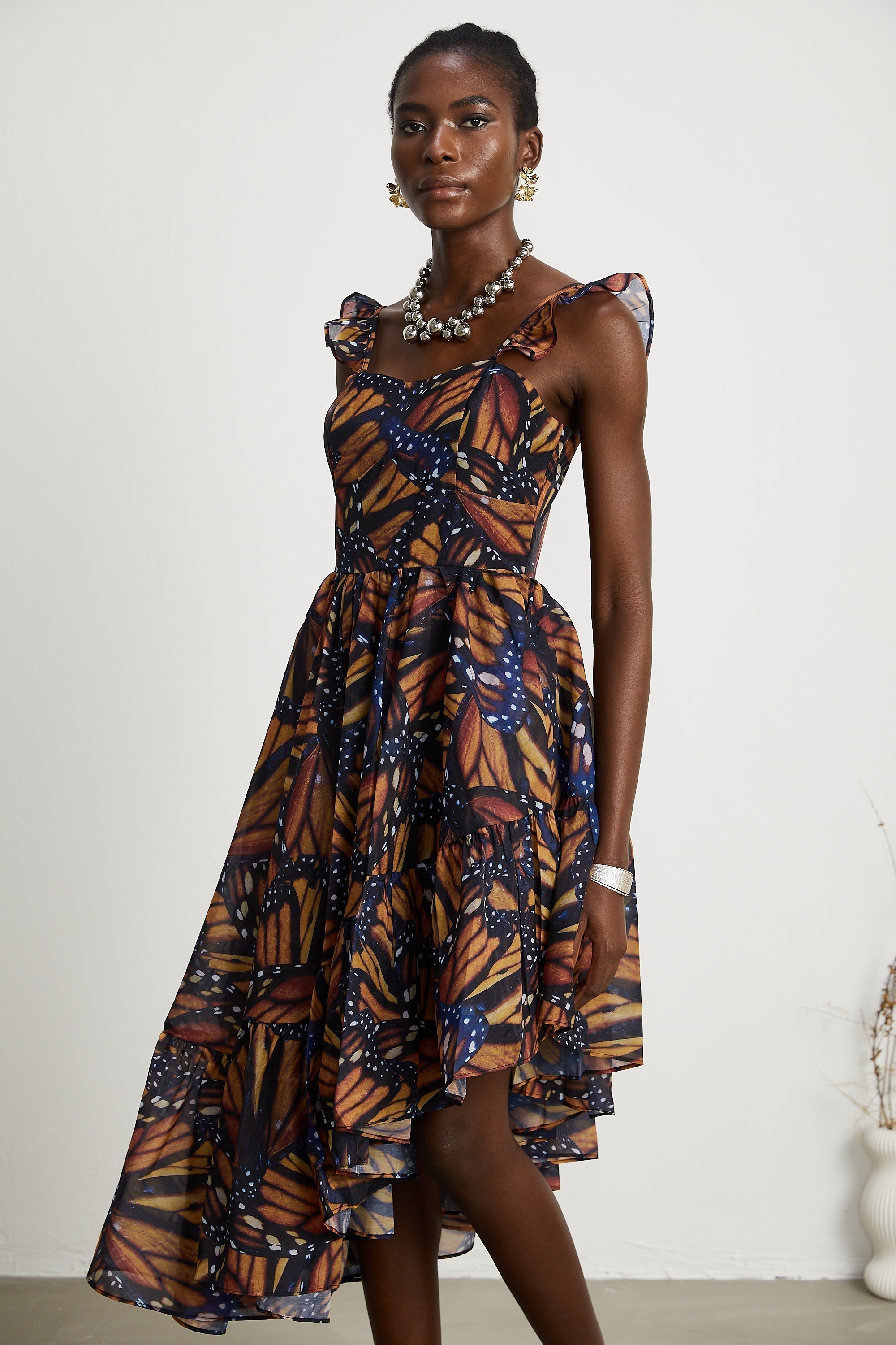 Coralie kelebek midi elbise