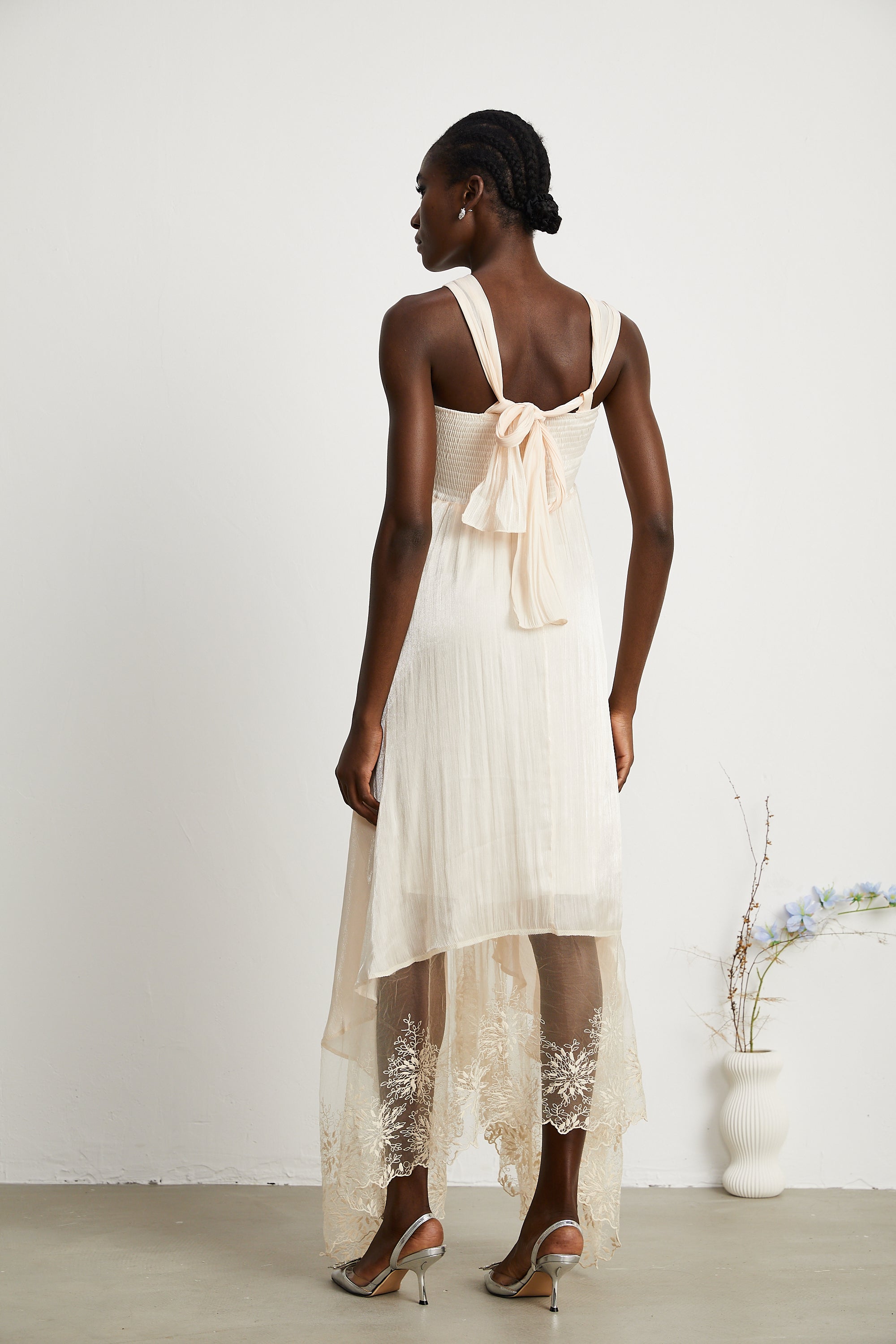 Bérénice dantel midi elbise