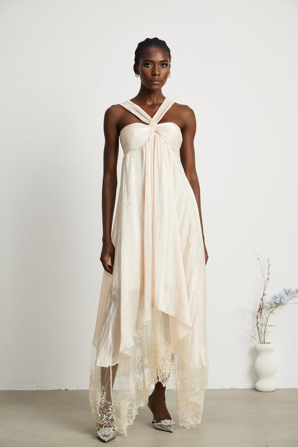 Bérénice dantel midi elbise