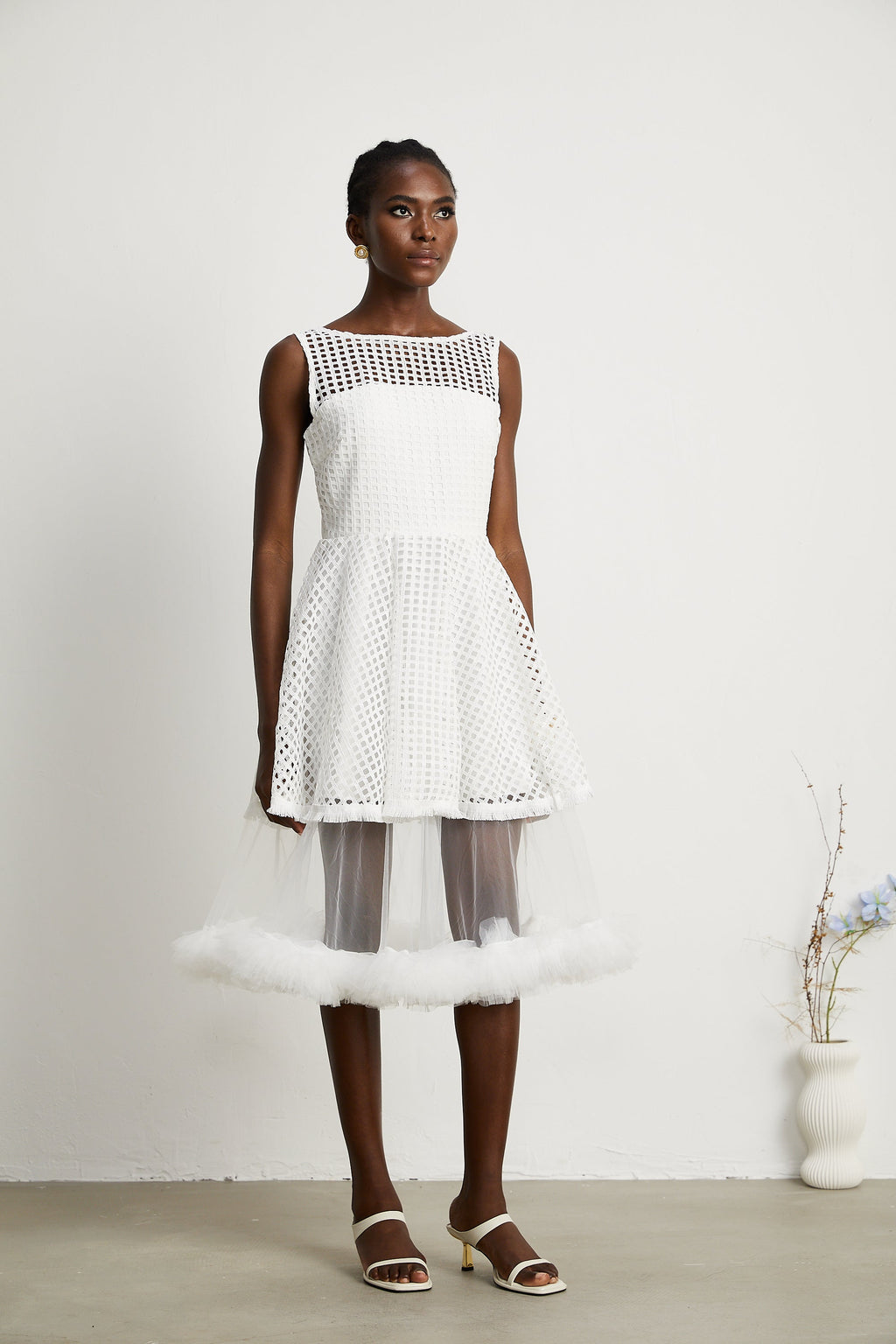 Camille dantel midi elbise