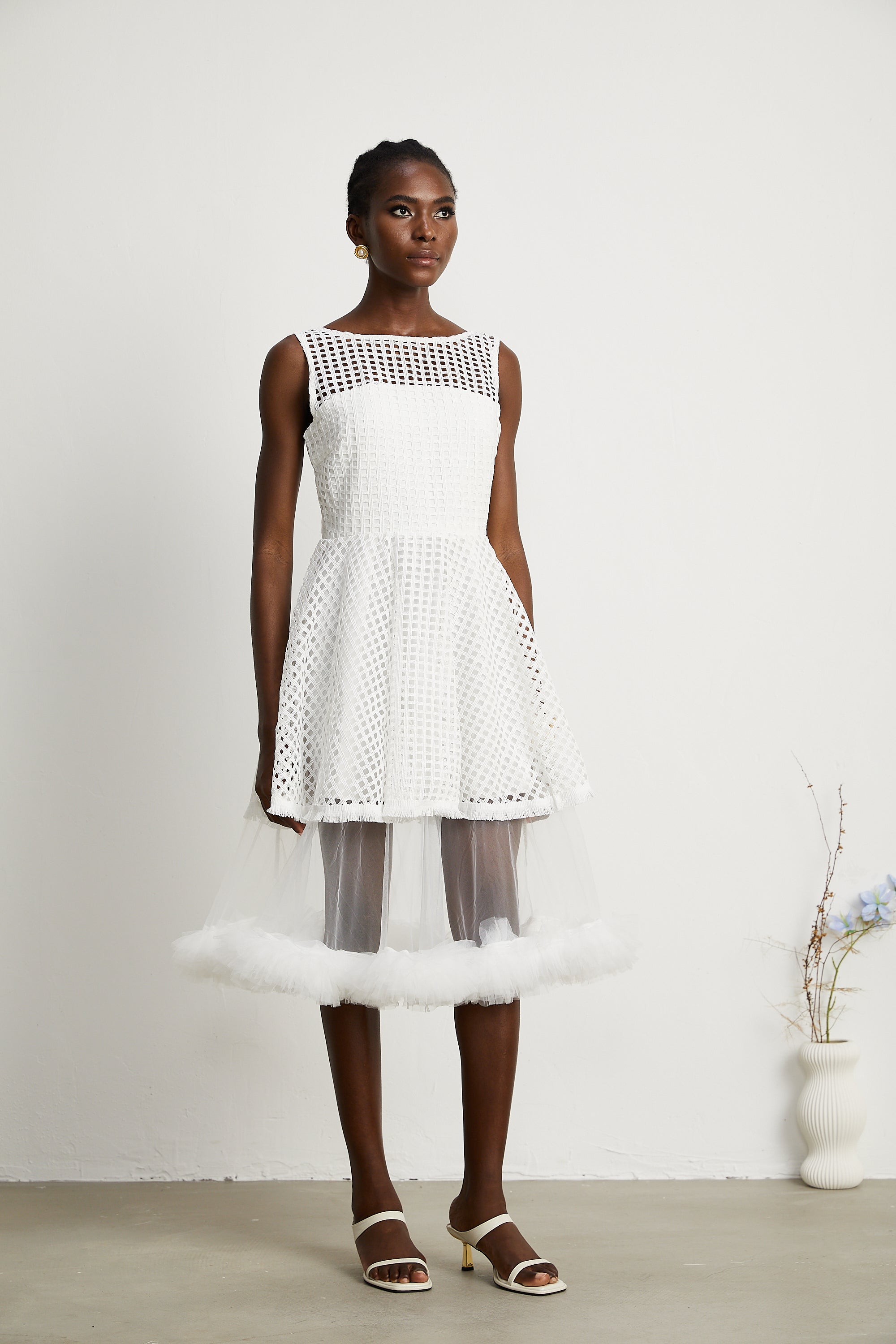 Camille dantel midi elbise