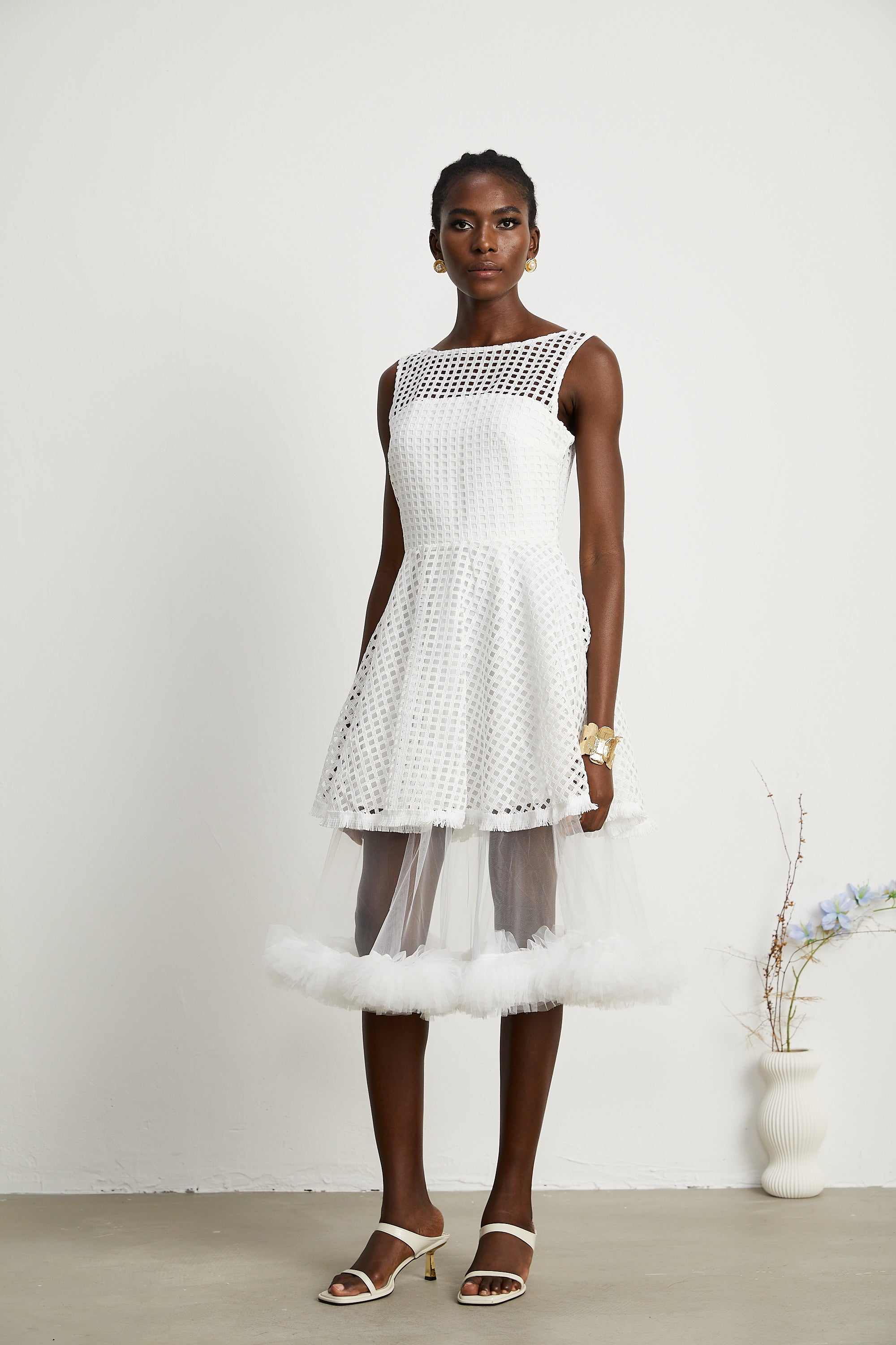 Camille dantel midi elbise