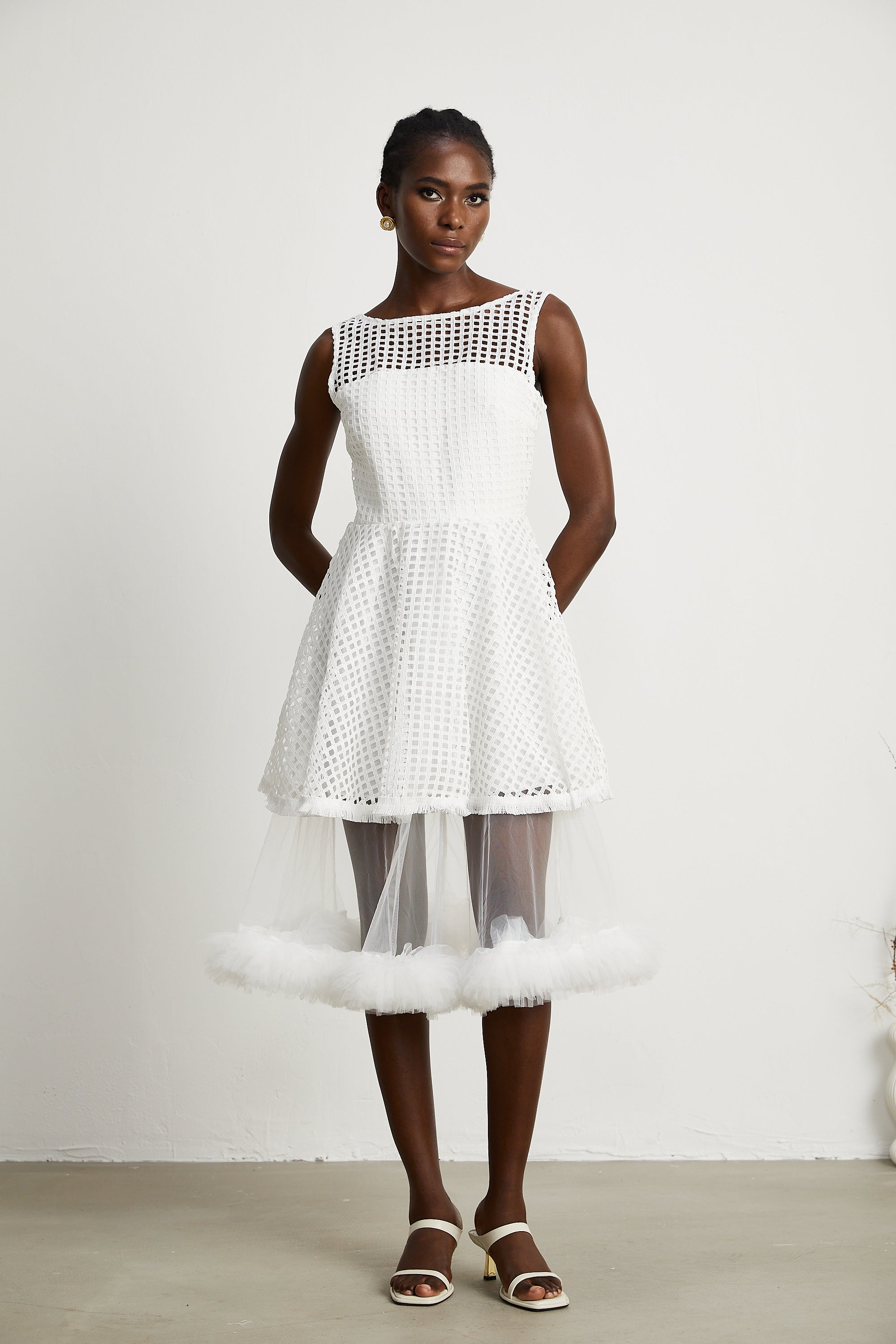 Camille dantel midi elbise