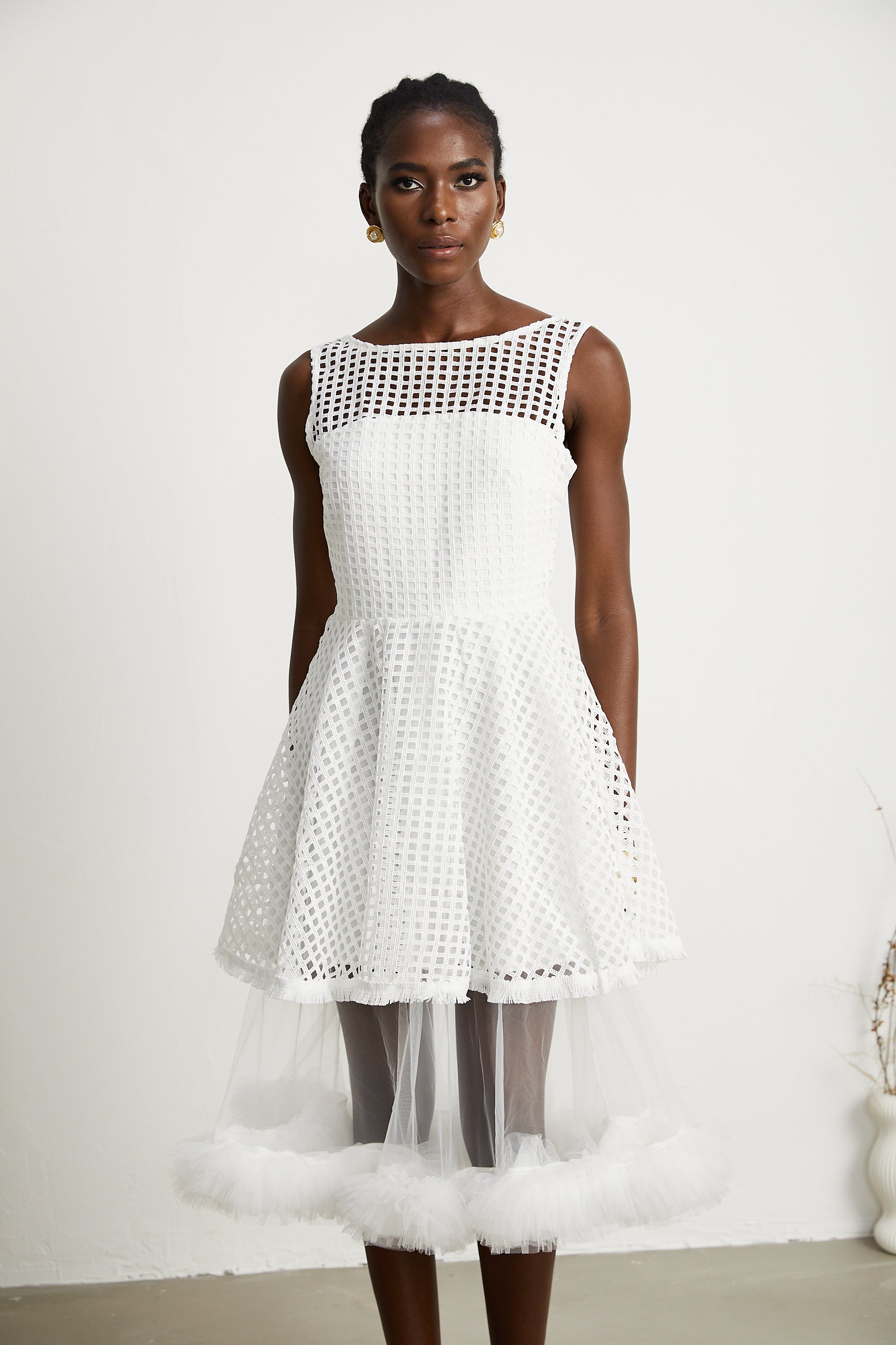 Camille dantel midi elbise