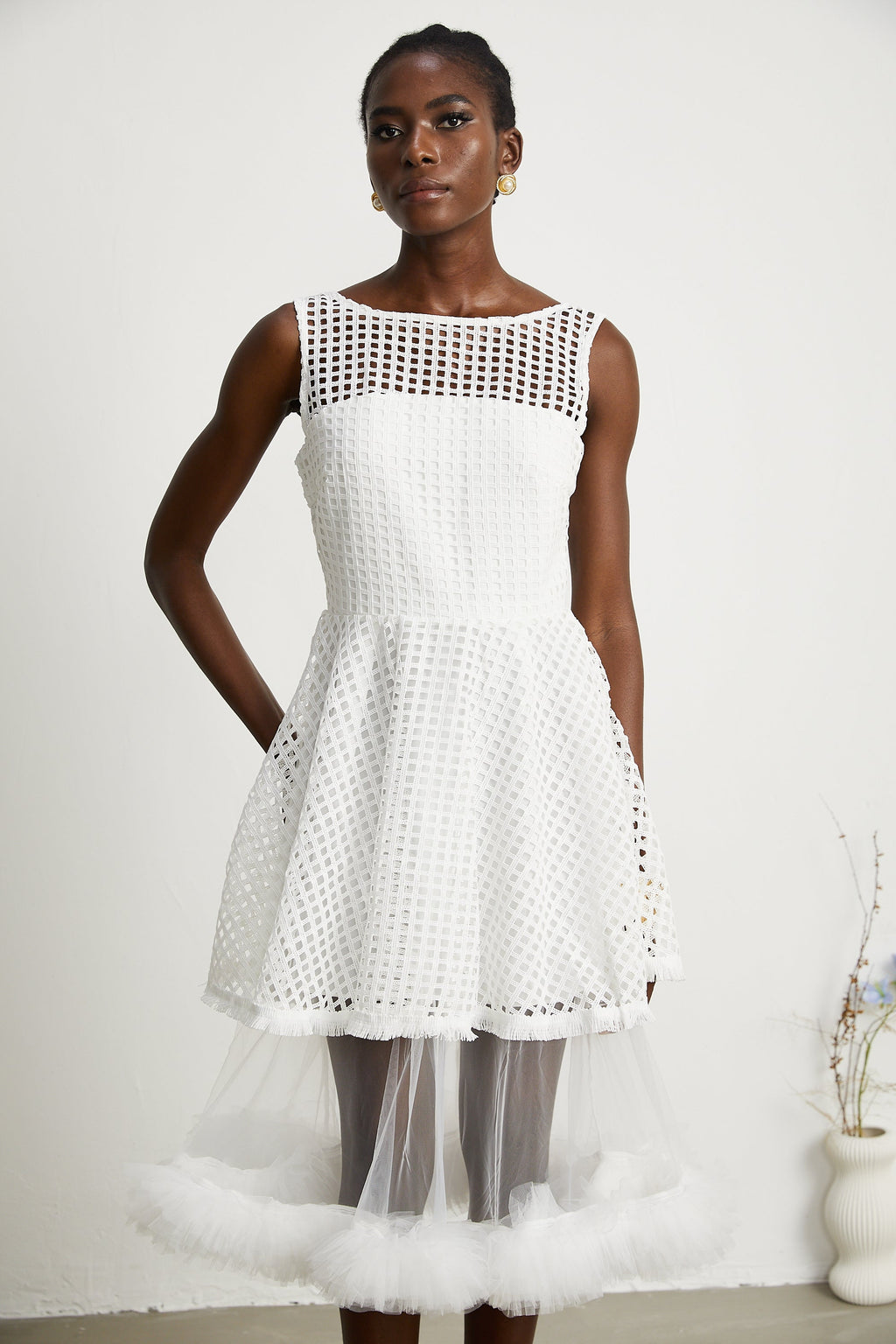 Camille dantel midi elbise