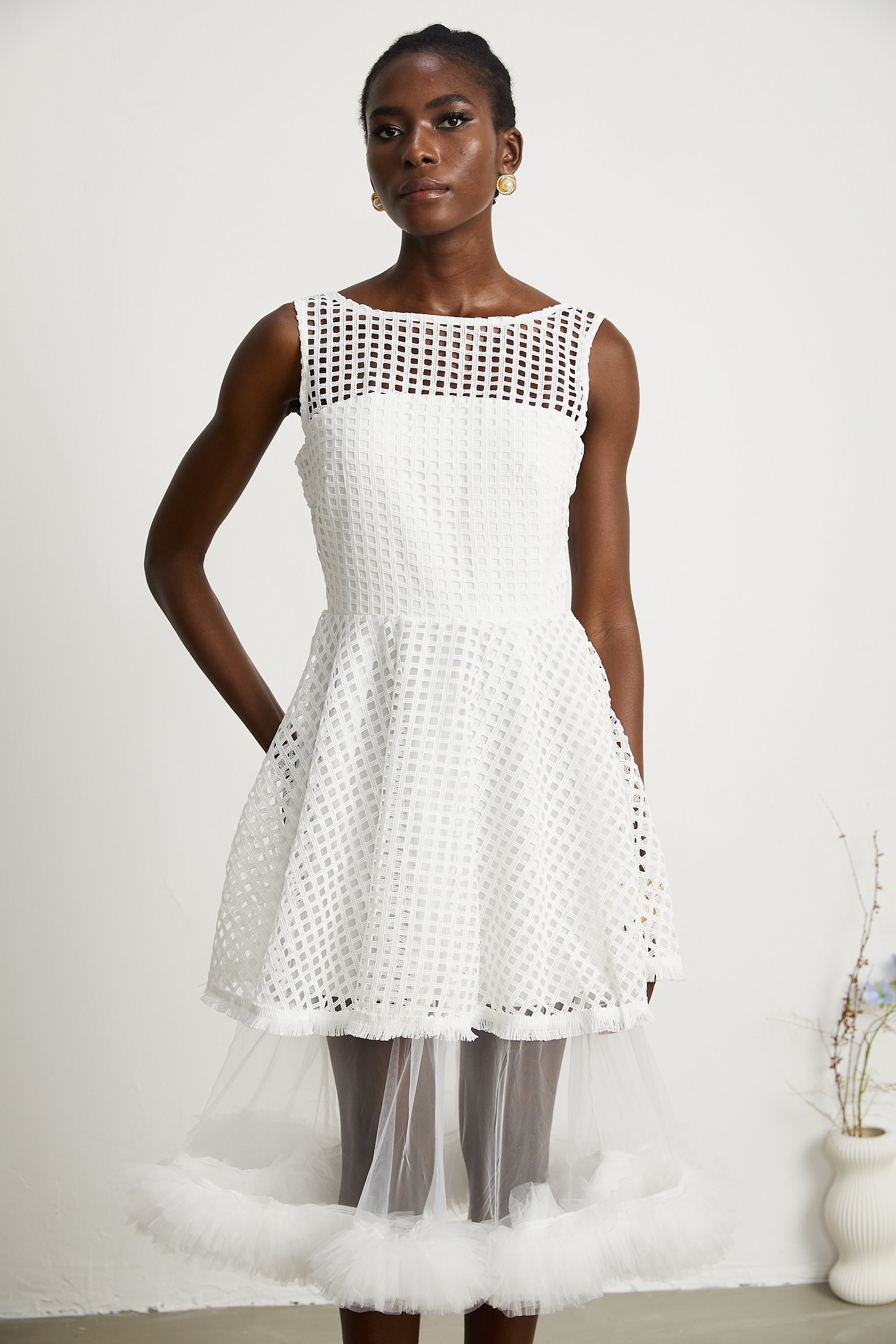 Camille dantel midi elbise