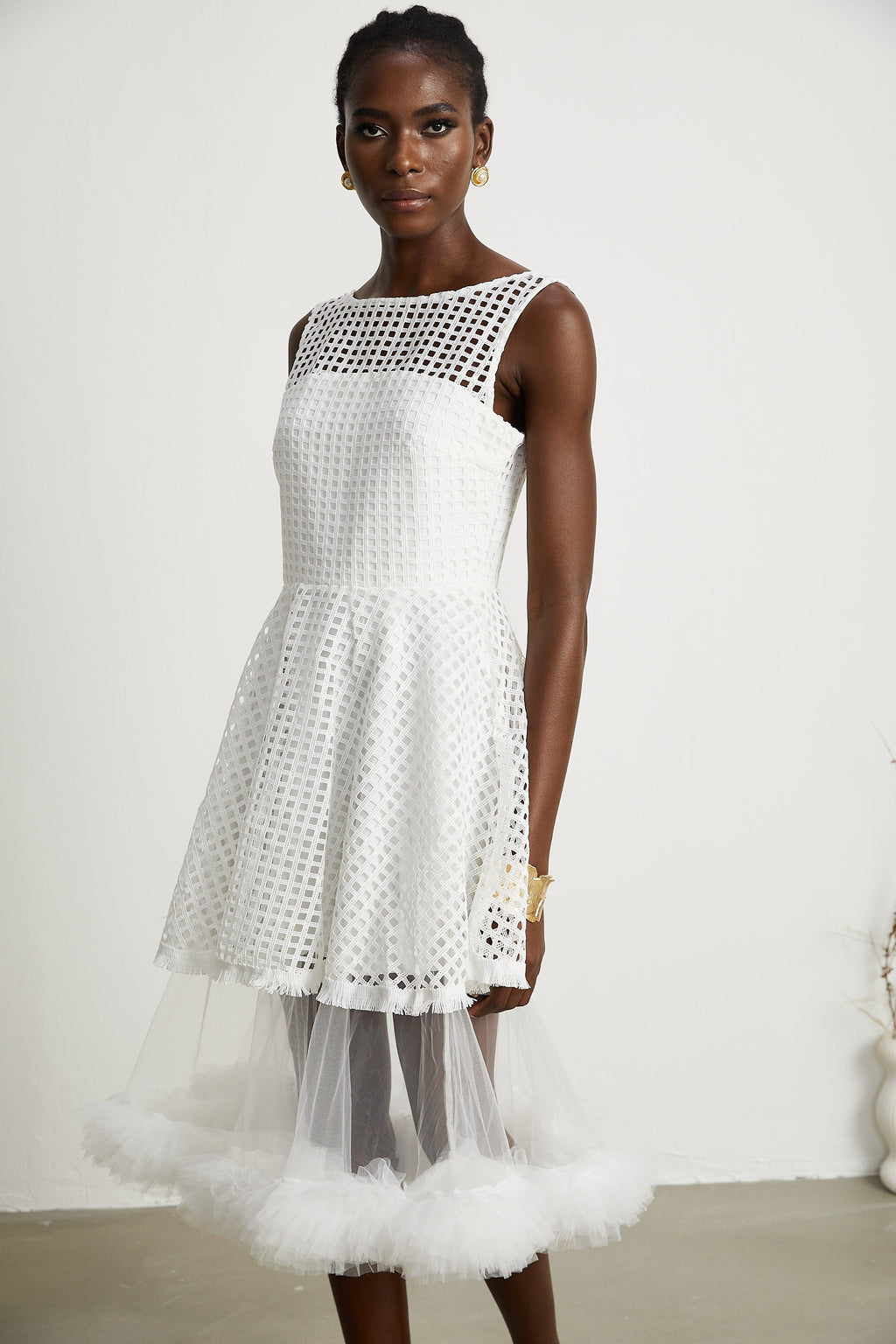 Camille dantel midi elbise