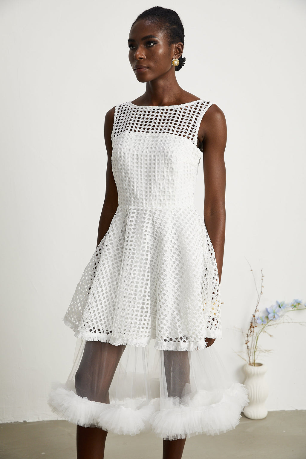 Camille dantel midi elbise