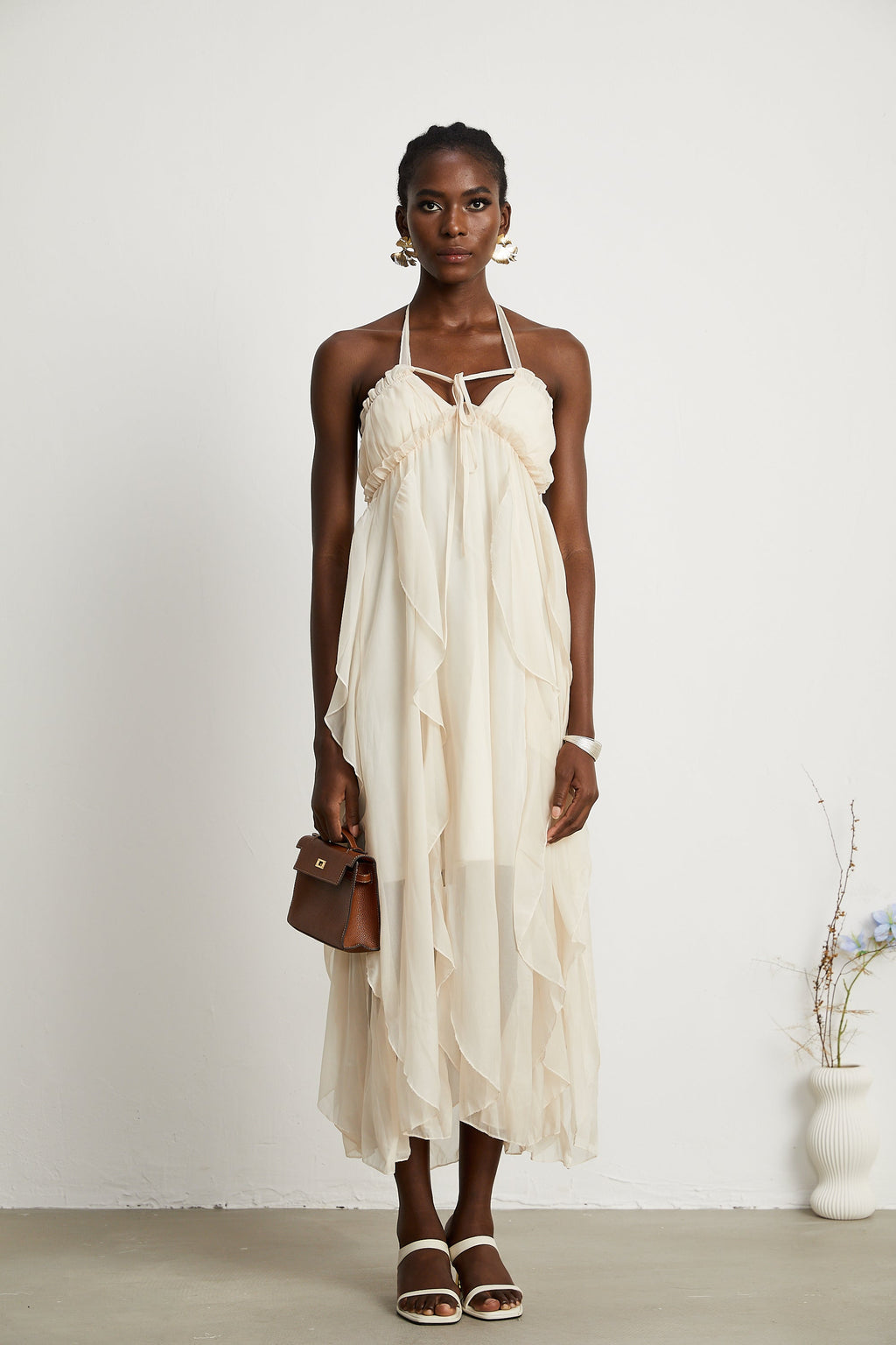 Axelle tül midi elbise