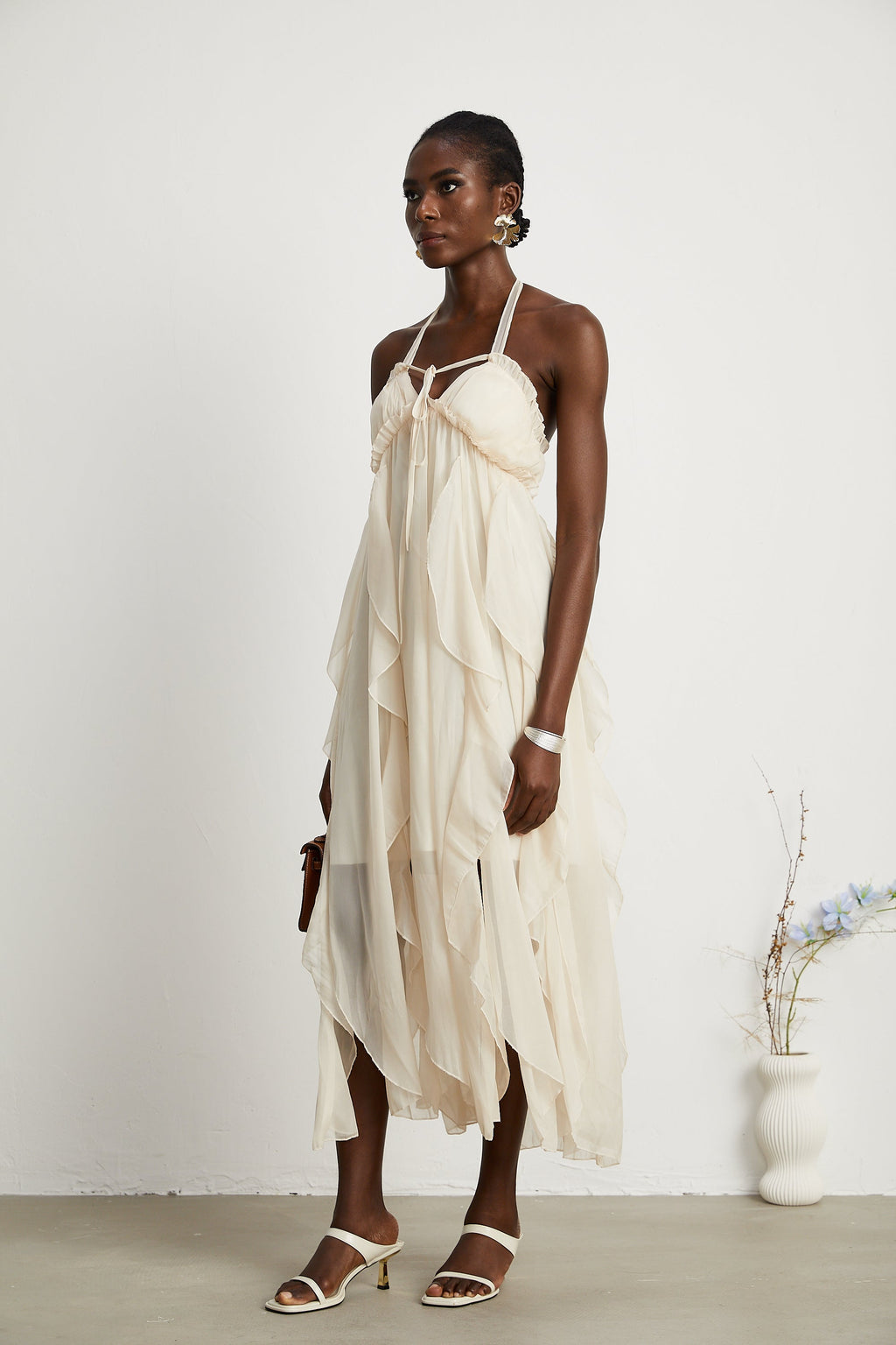 Axelle tül midi elbise