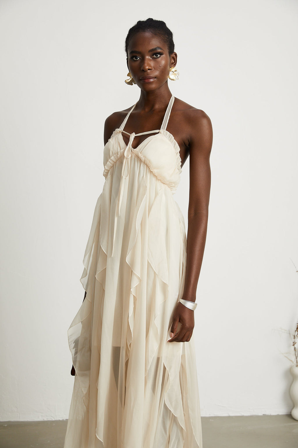 Axelle tül midi elbise