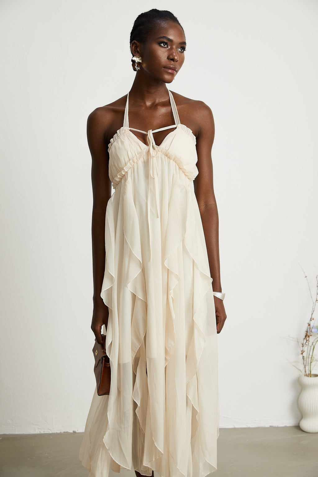 Axelle tül midi elbise