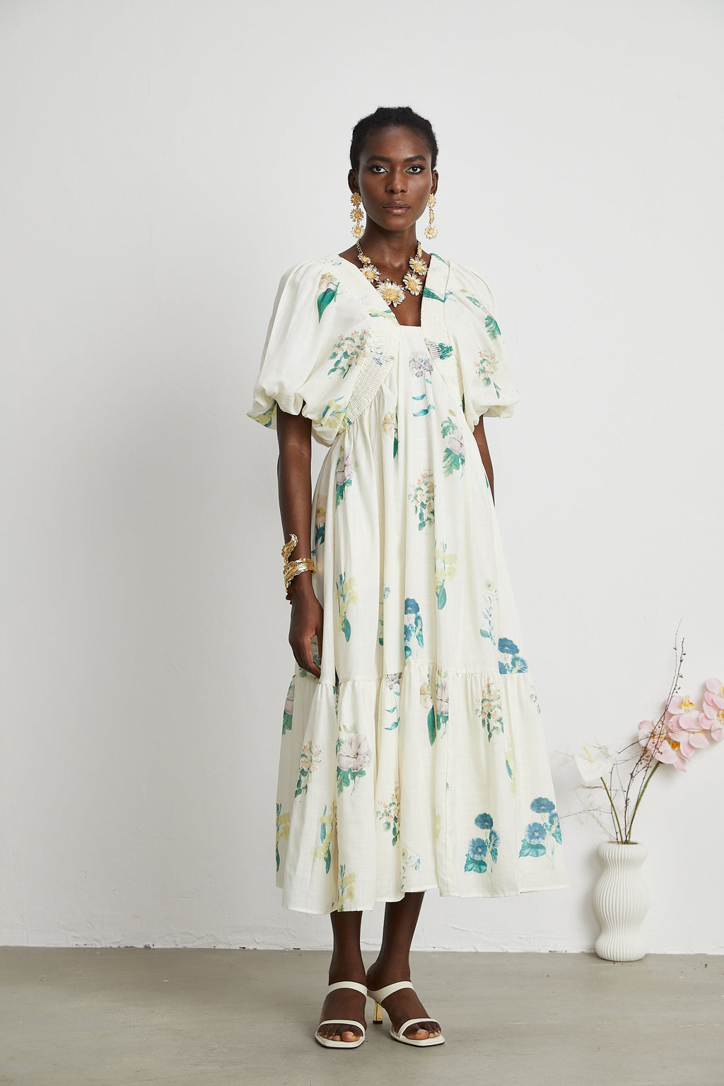 Cyrielle desen midi elbise