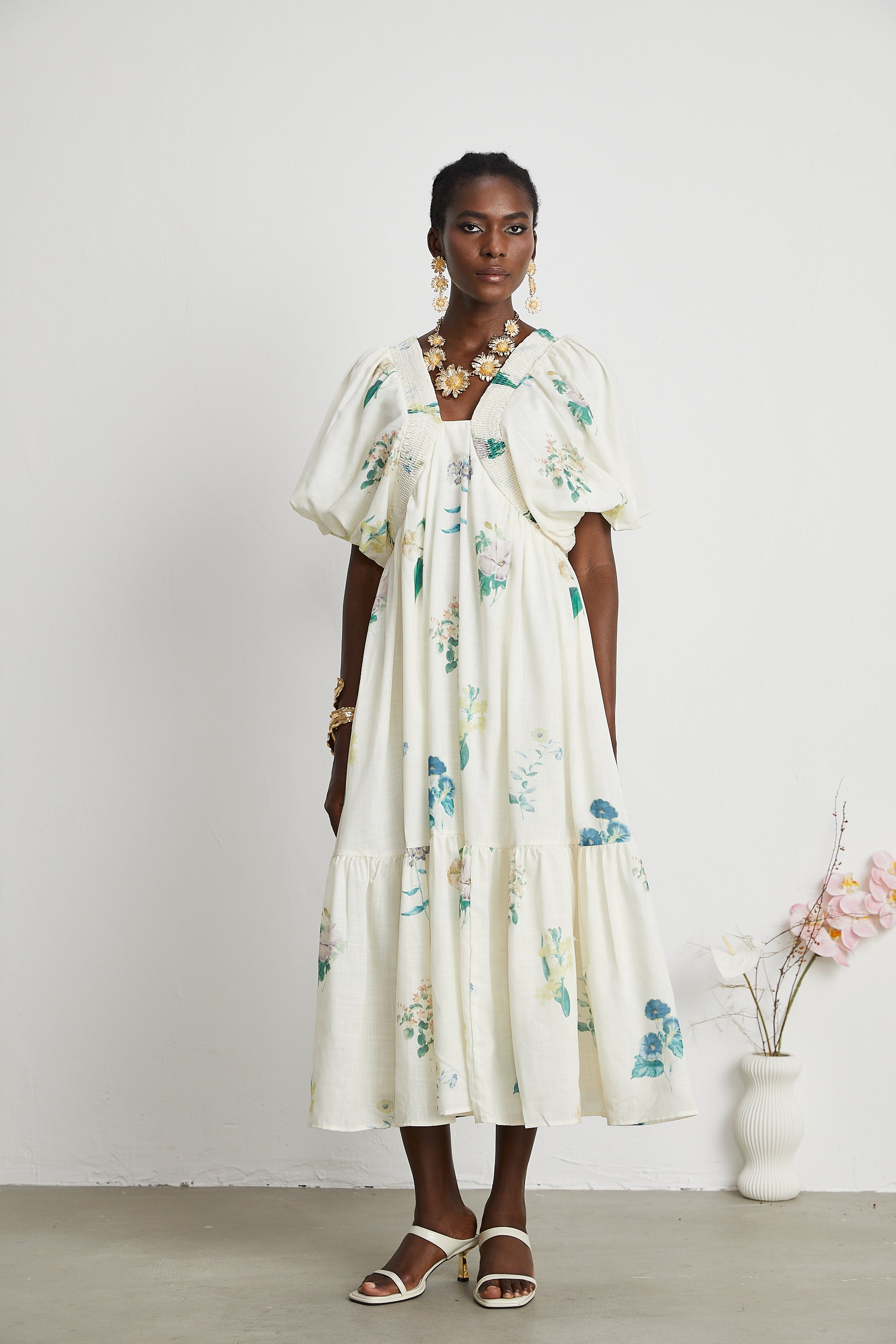 Cyrielle desen midi elbise