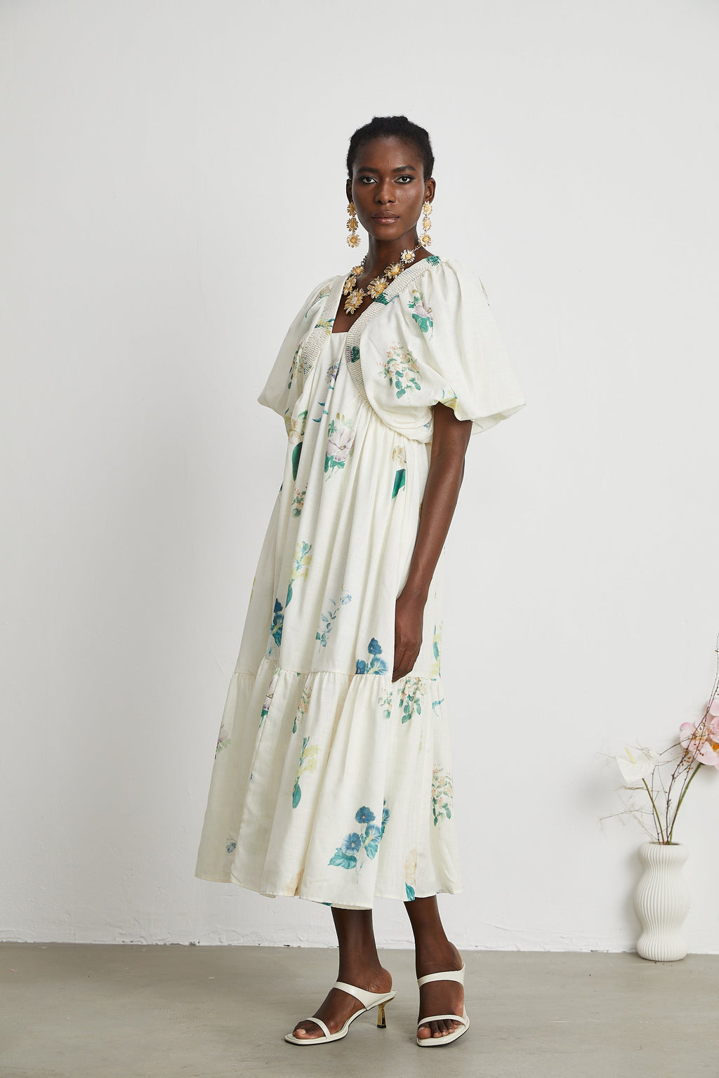 Cyrielle desen midi elbise