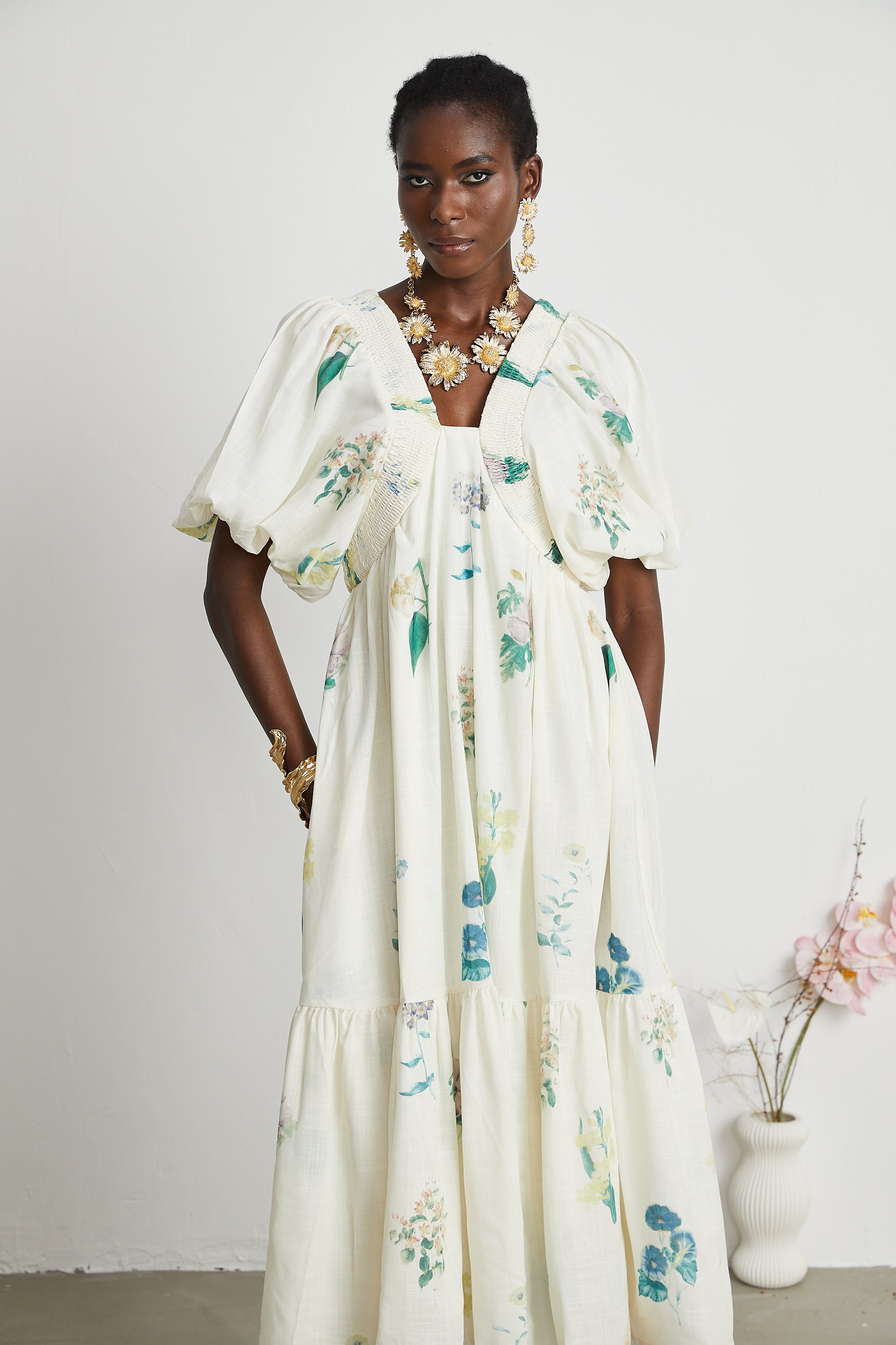 Cyrielle desen midi elbise