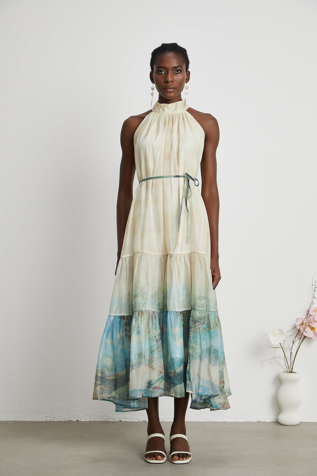 Delphine desen midi elbise