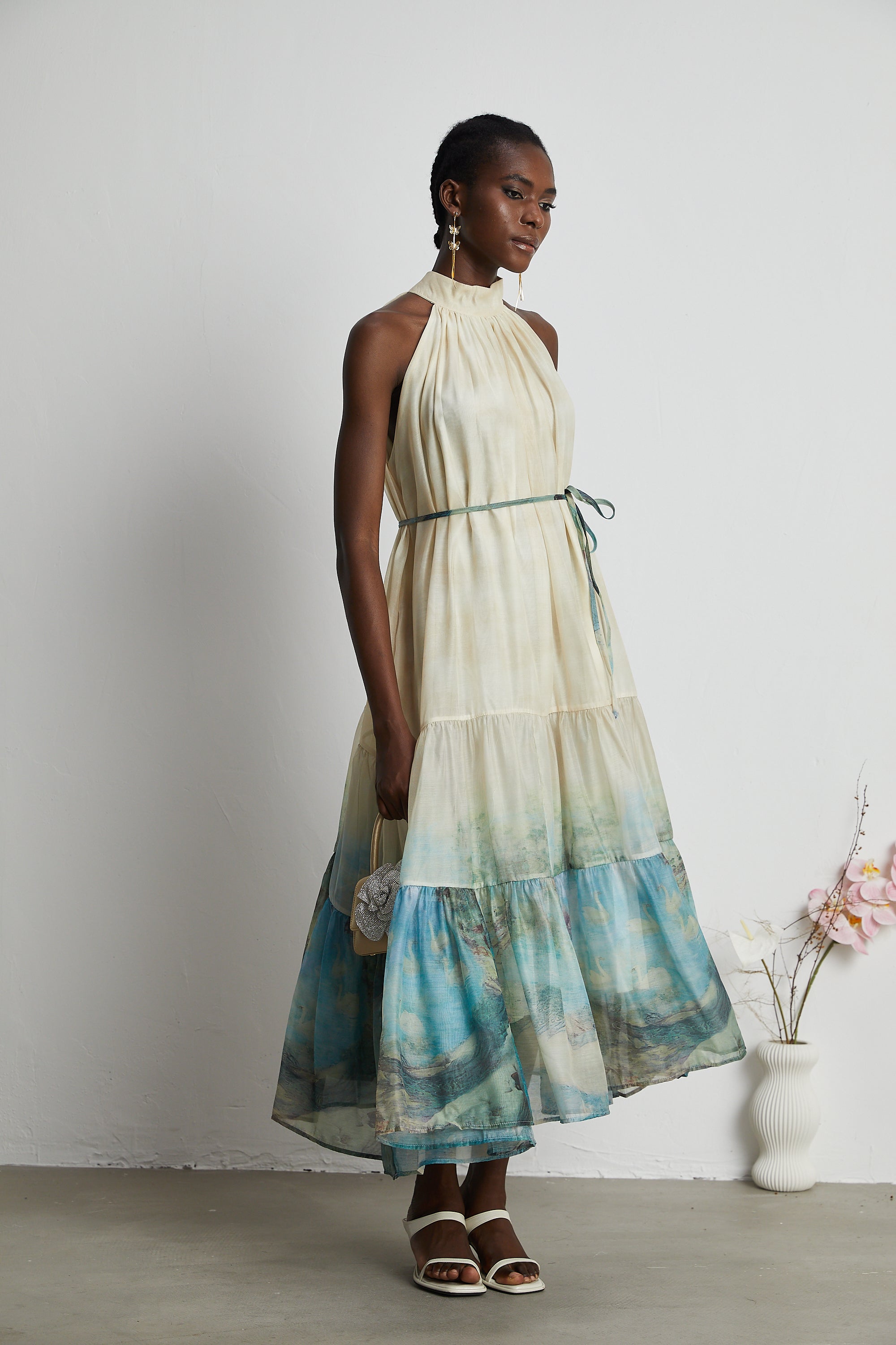 Delphine desen midi elbise