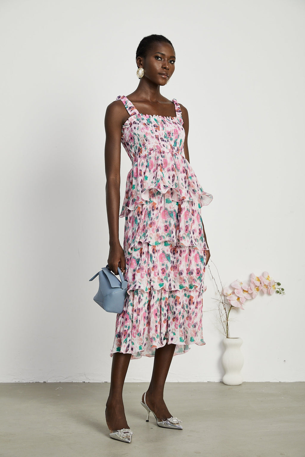 Coline katman midi elbise