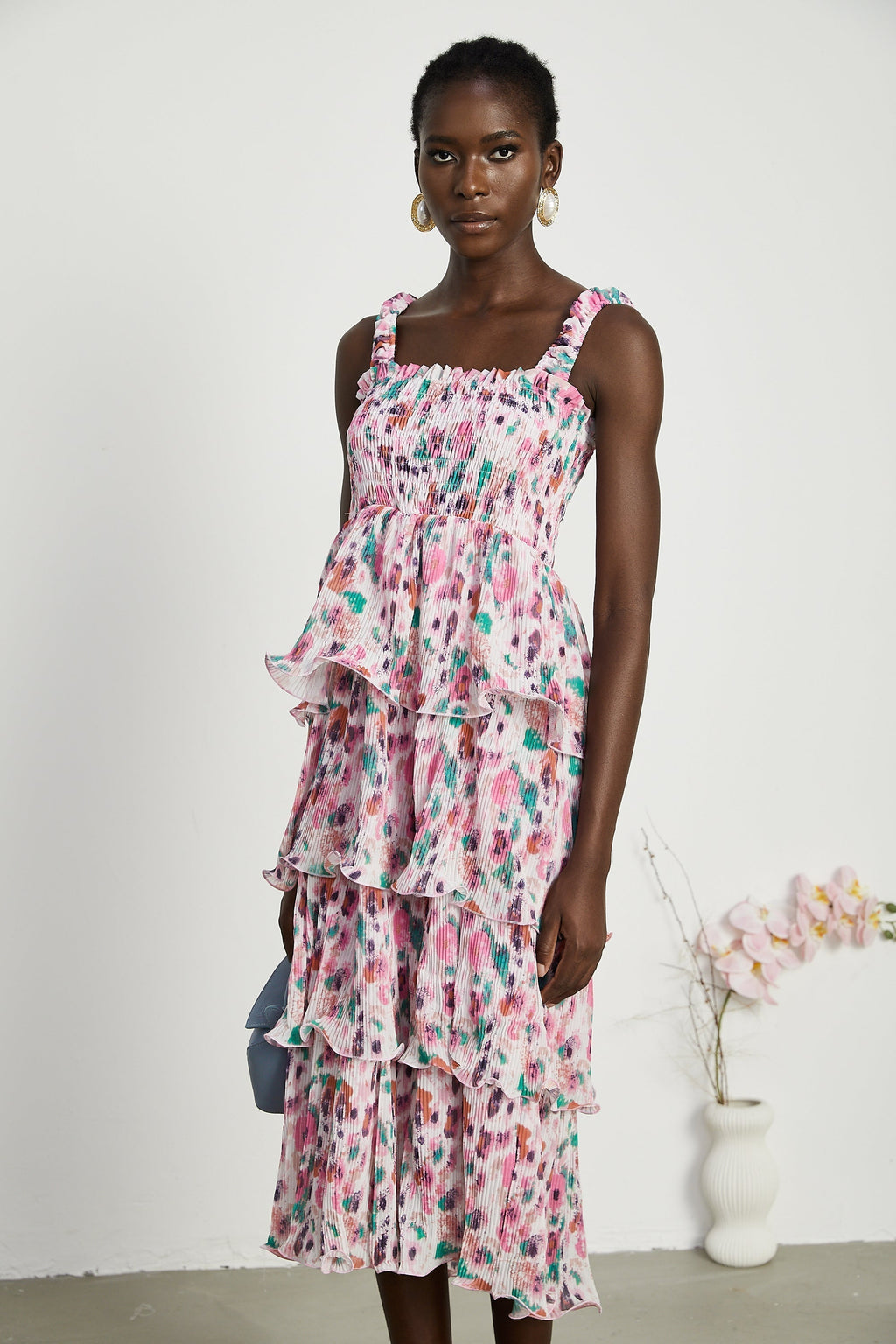 Coline katman midi elbise