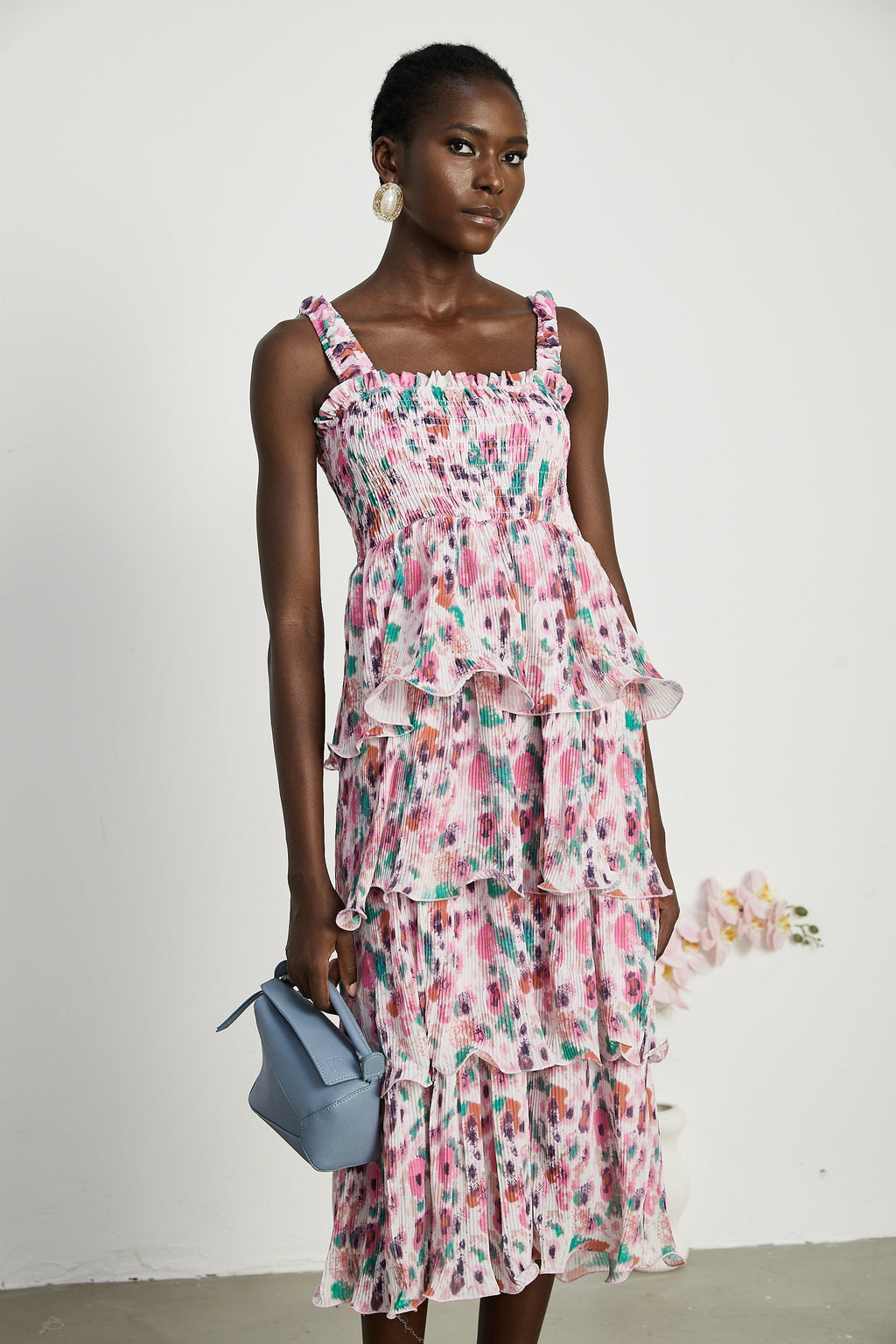 Coline katman midi elbise