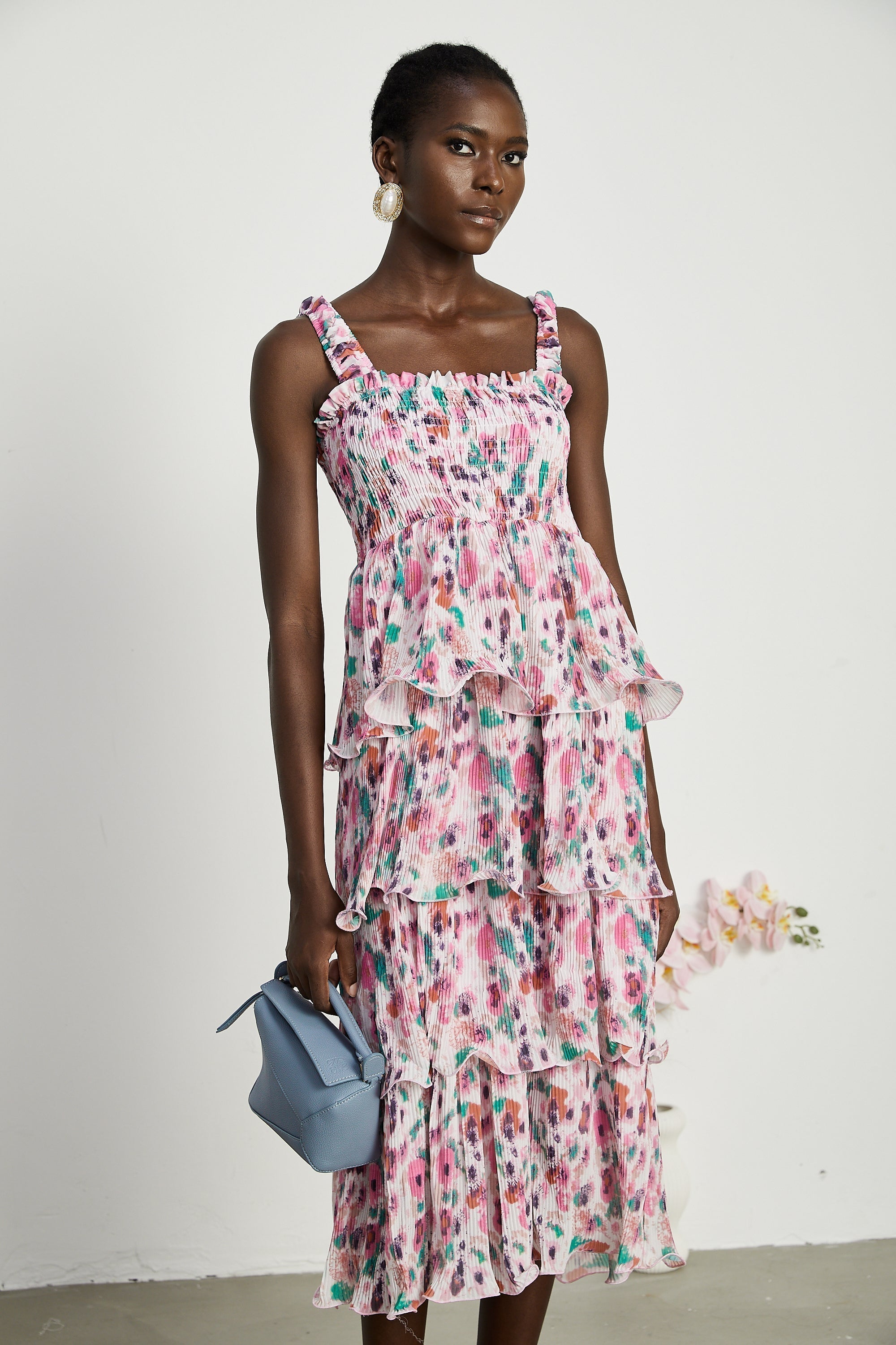 Coline katman midi elbise