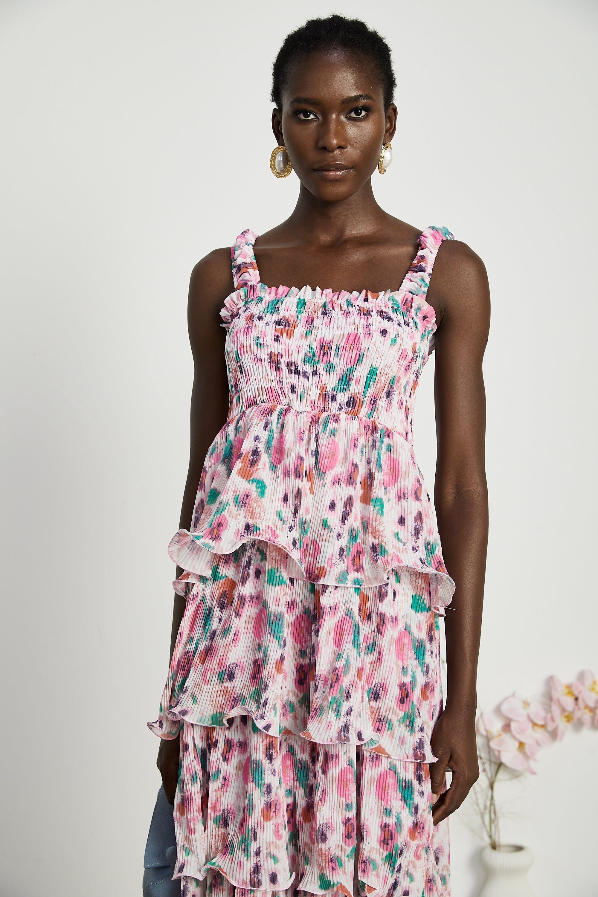 Coline katman midi elbise