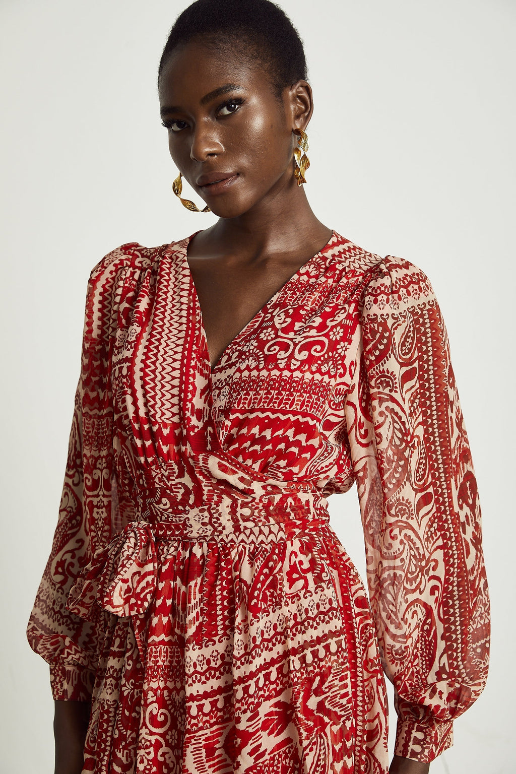 Camillera desenli midi elbise