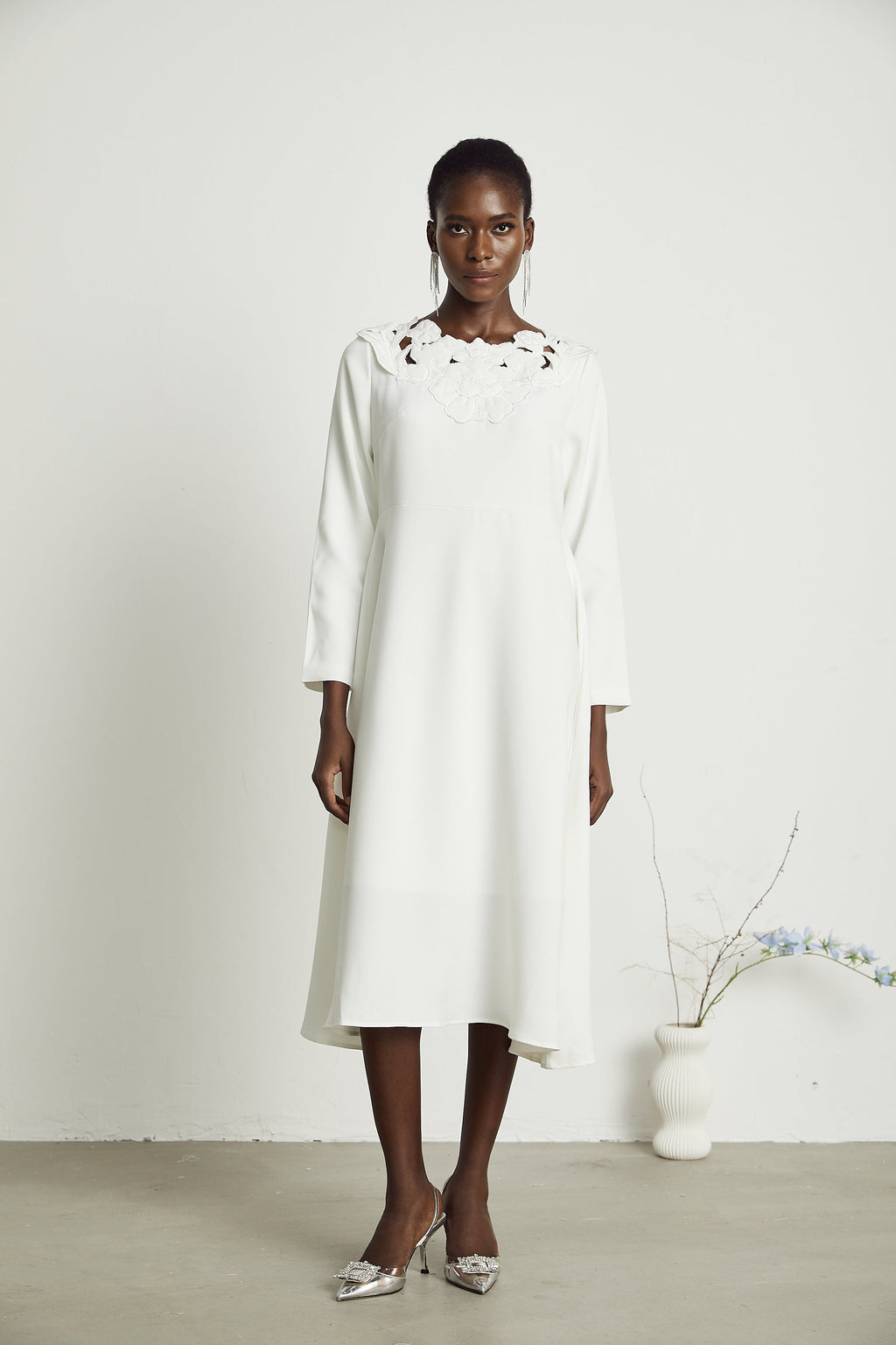 Coline çiçek midi elbise