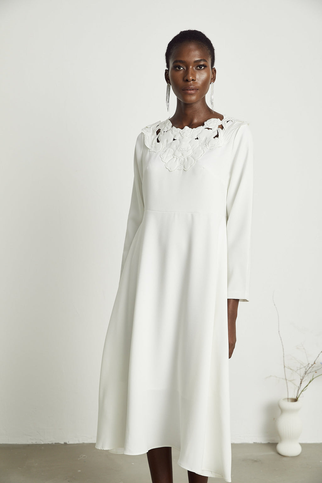 Coline çiçek midi elbise