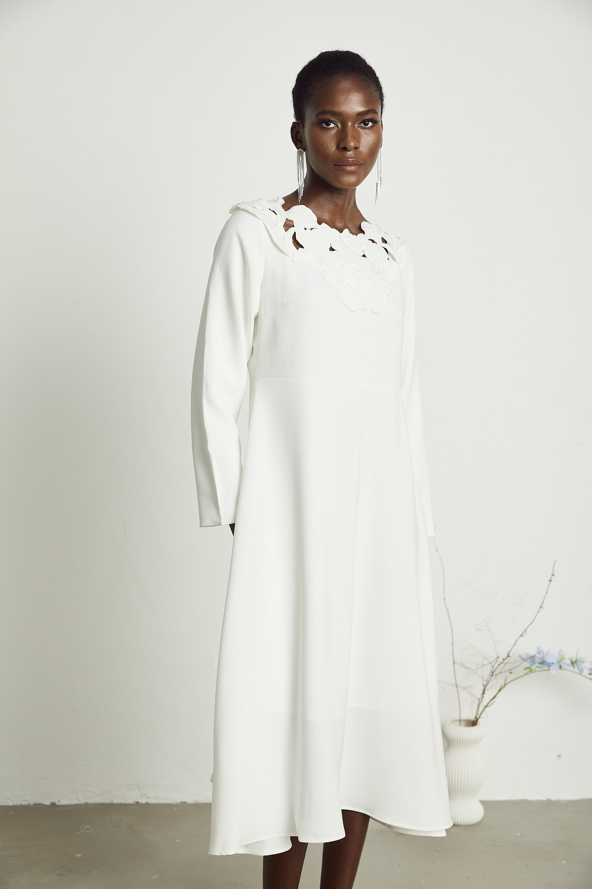 Coline çiçek midi elbise