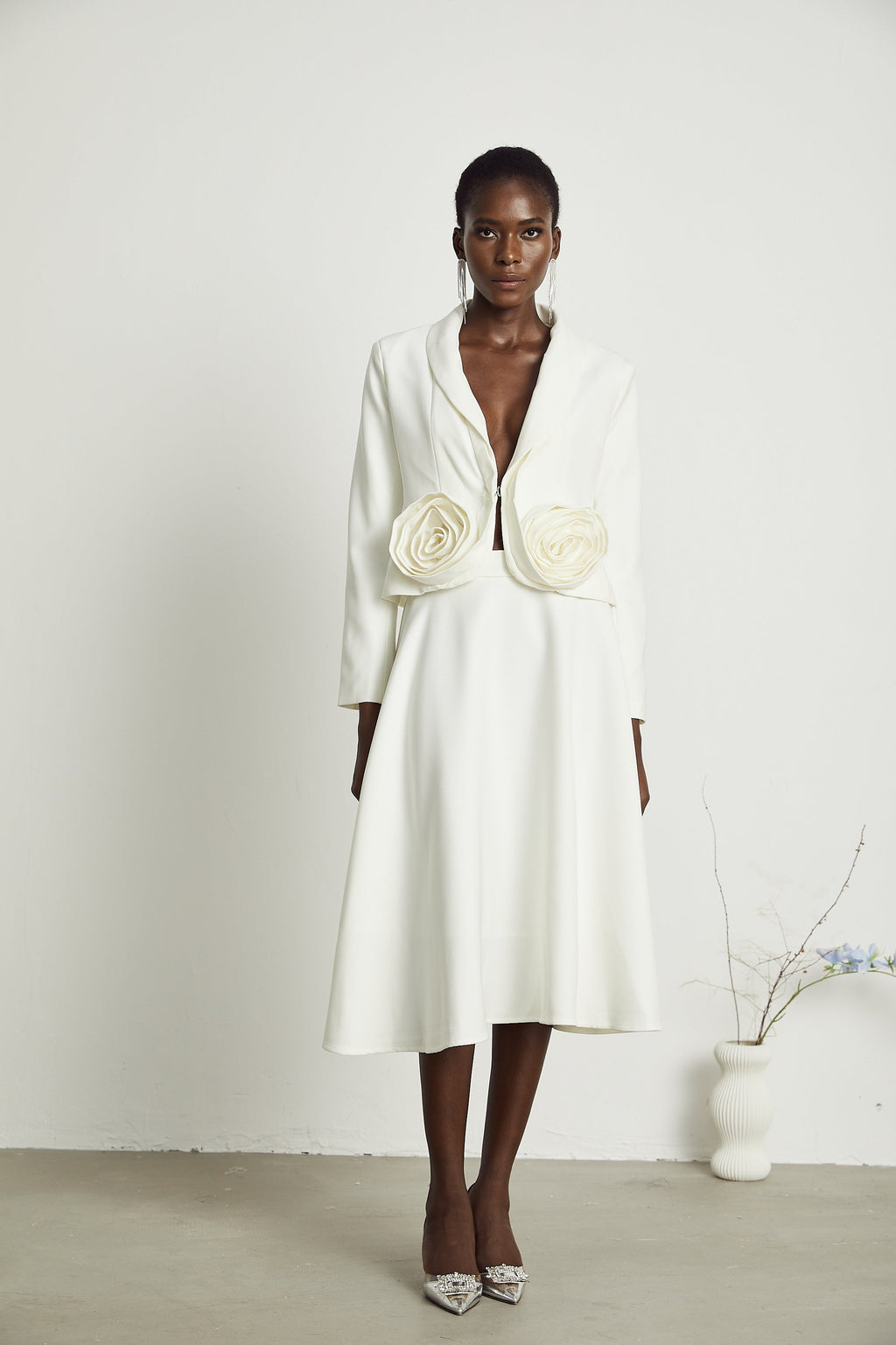 Çiçekli Ceket ve Etek Takım