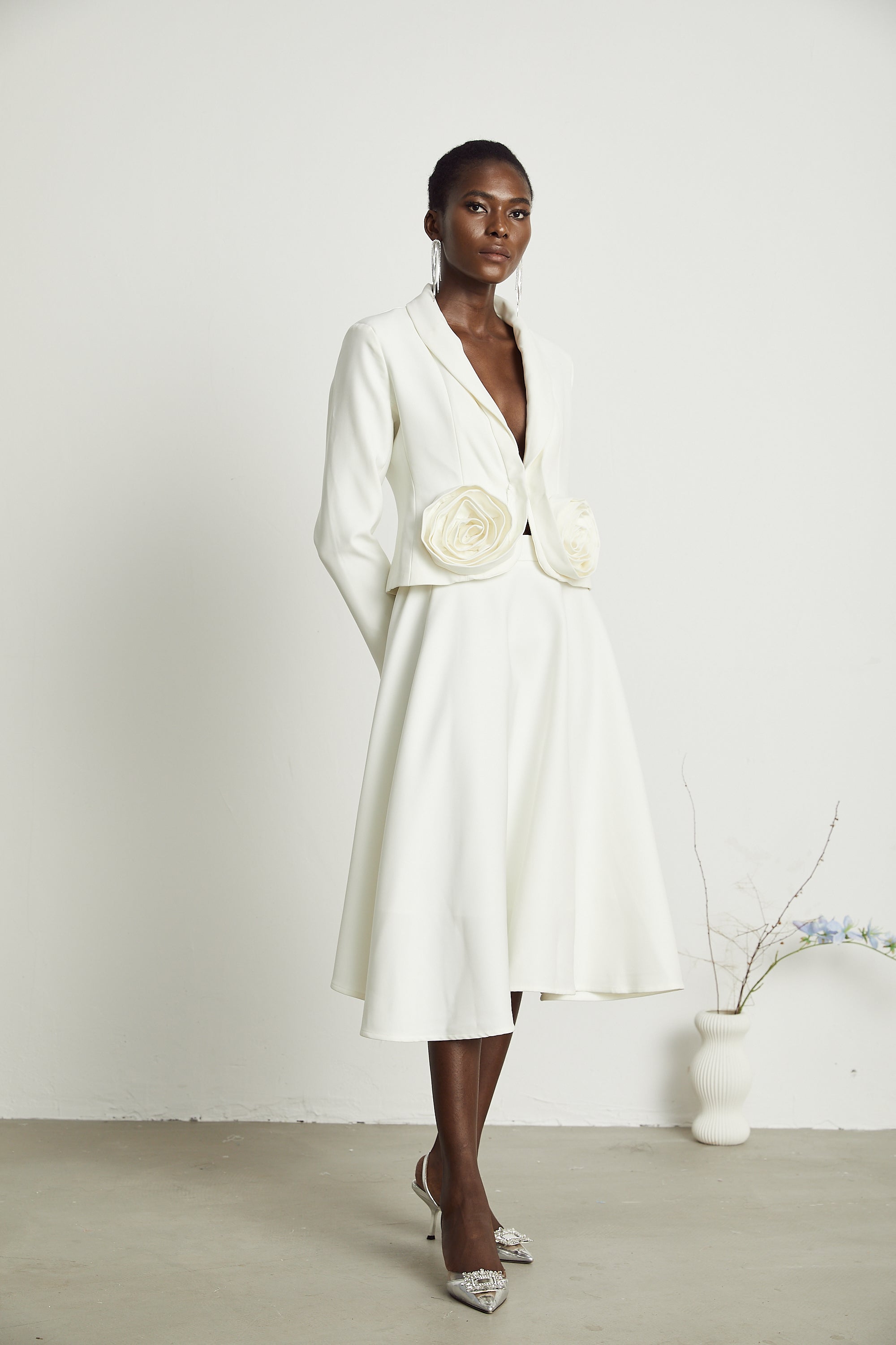 Çiçekli Ceket ve Etek Takım