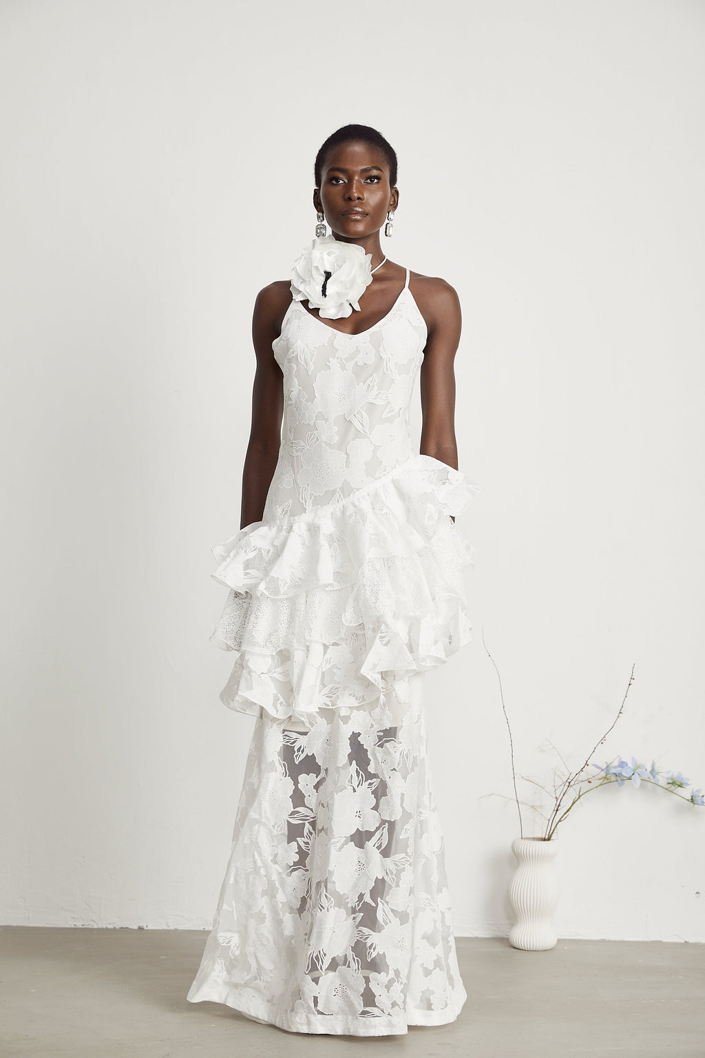 Adèle beyaz maksi Elbise