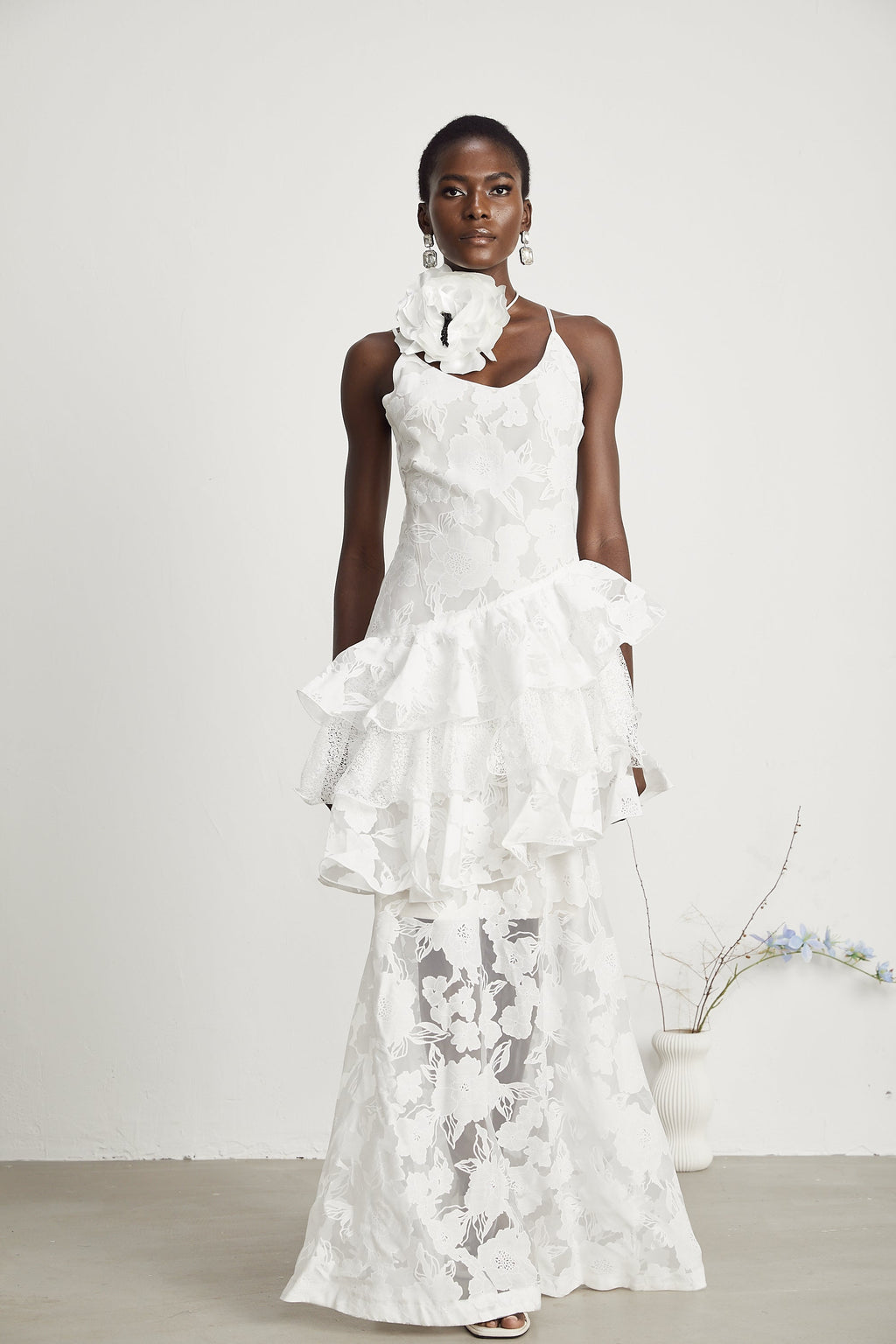 Adèle beyaz maksi Elbise