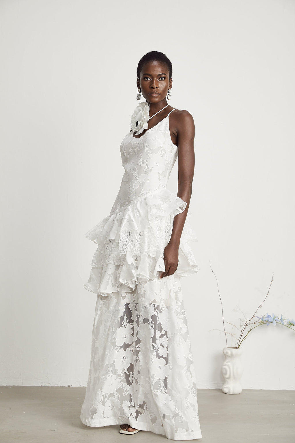 Adèle beyaz maksi Elbise