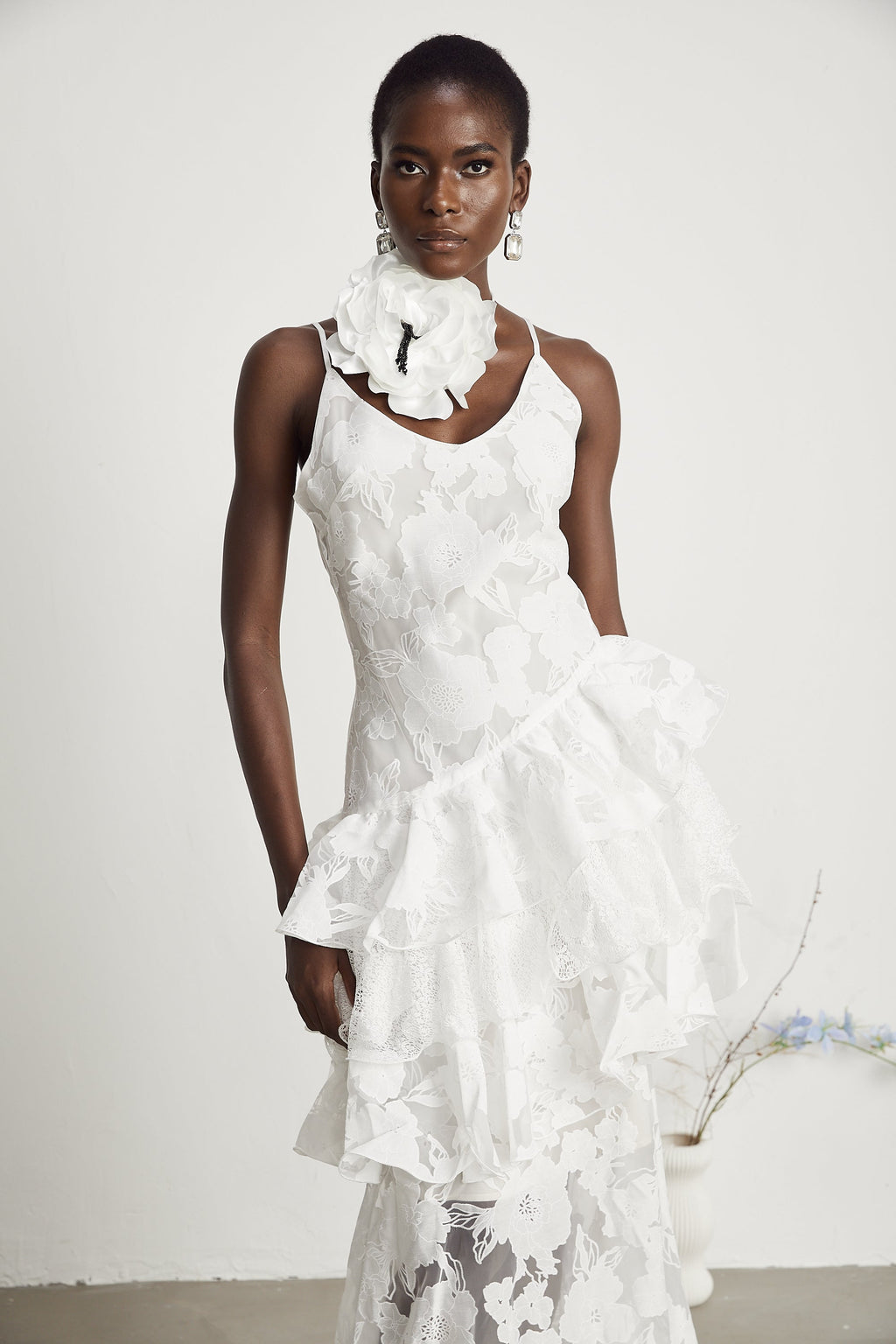 Adèle beyaz maksi Elbise