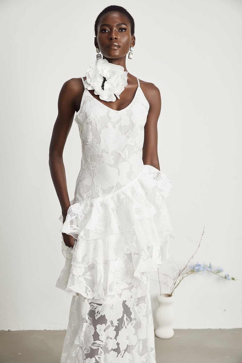 Adèle beyaz maksi Elbise