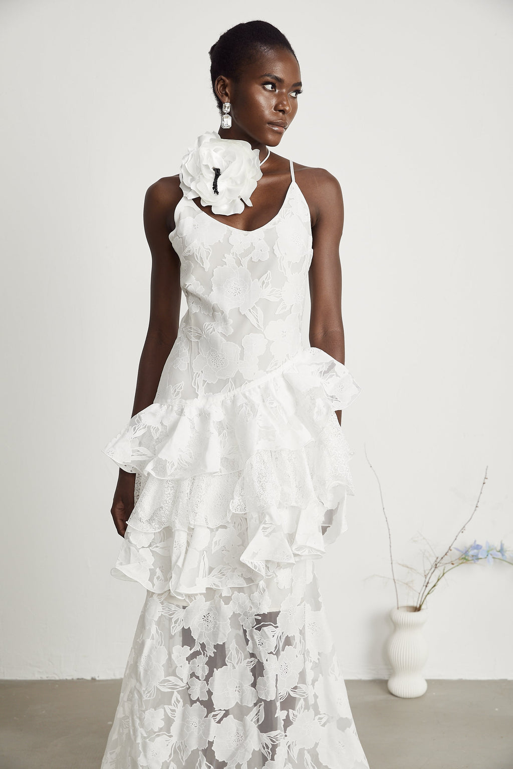 Adèle beyaz maksi Elbise