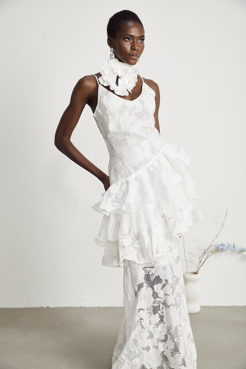 Adèle beyaz maksi Elbise