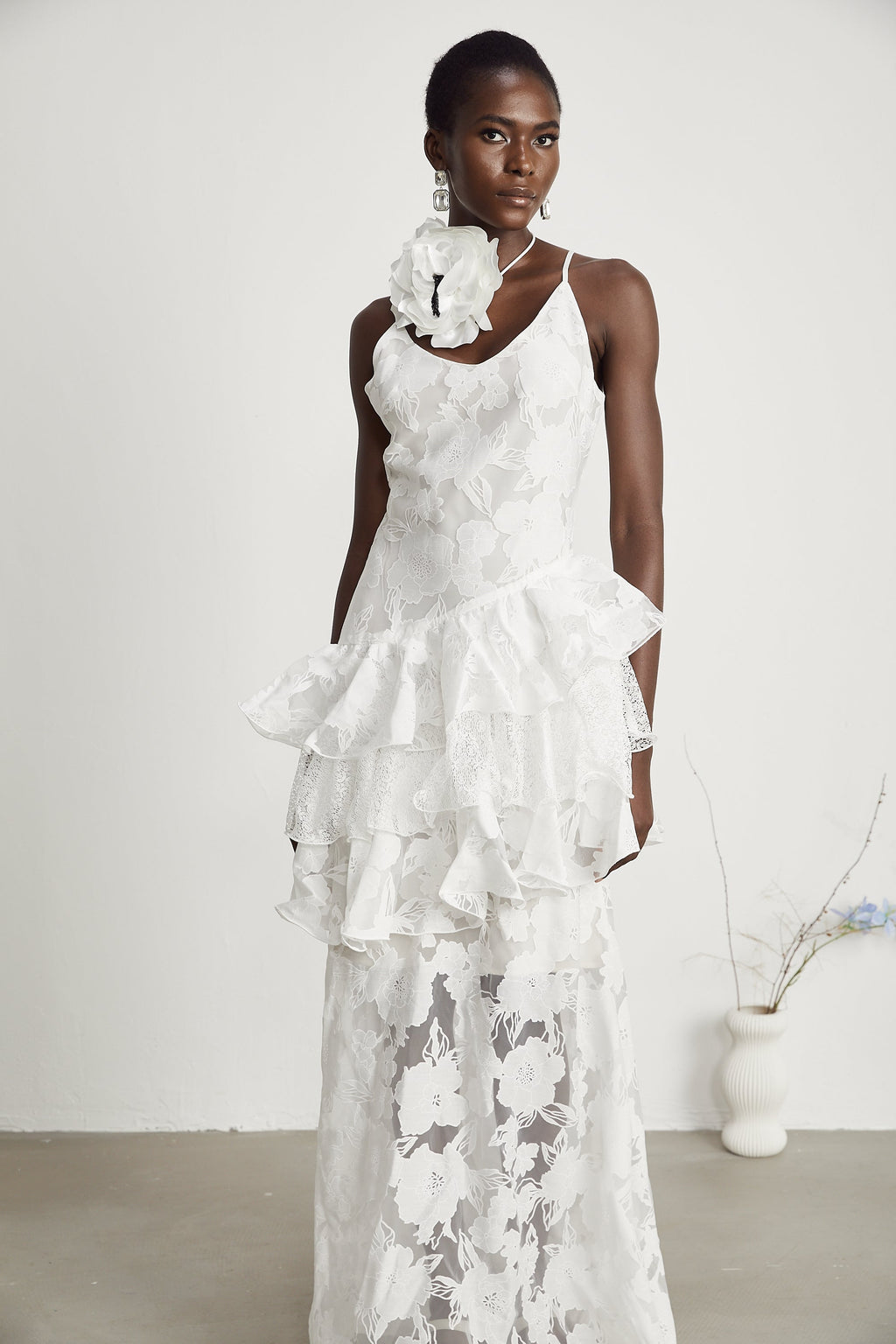 Adèle beyaz maksi Elbise