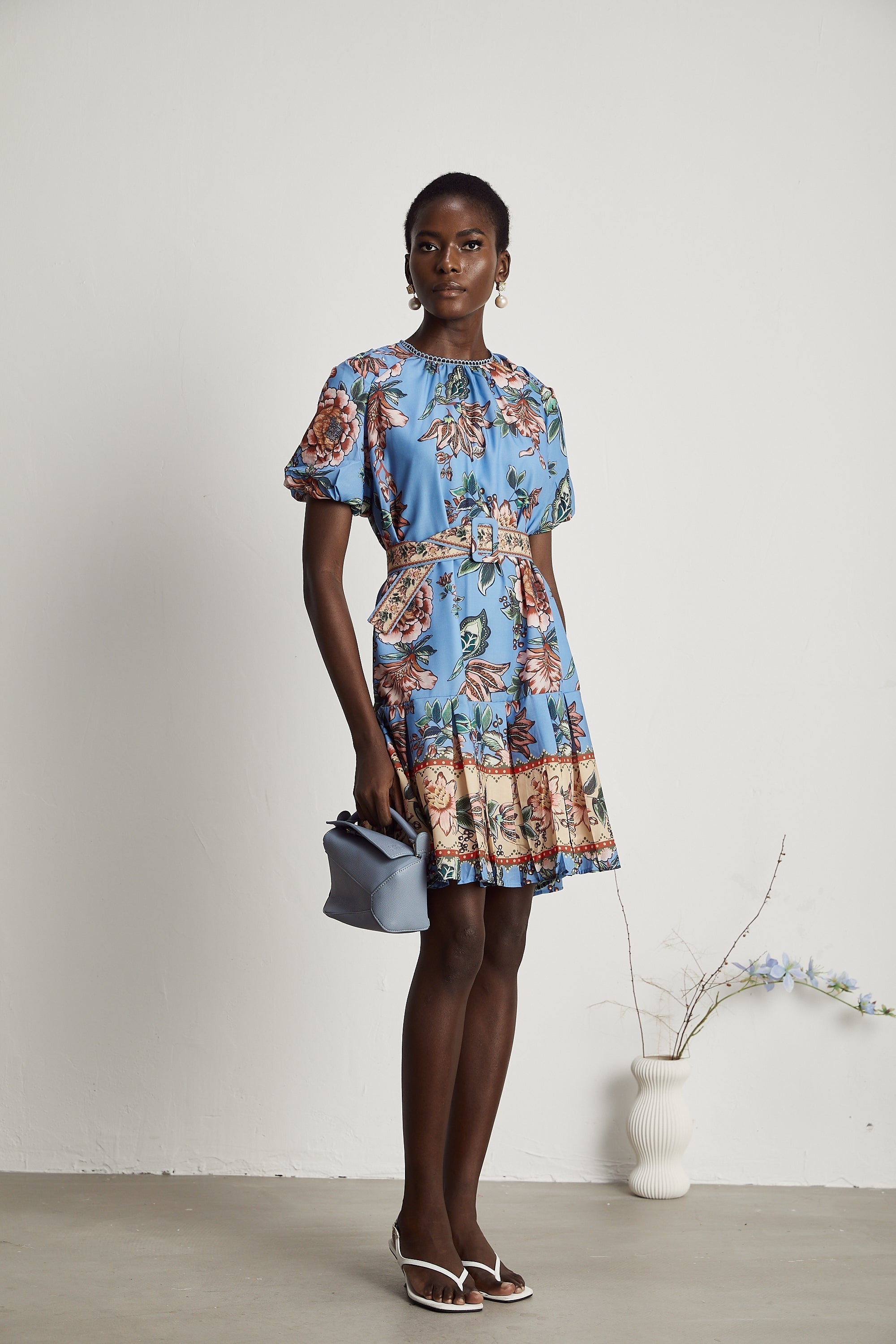 Coralie çiçek mini elbise