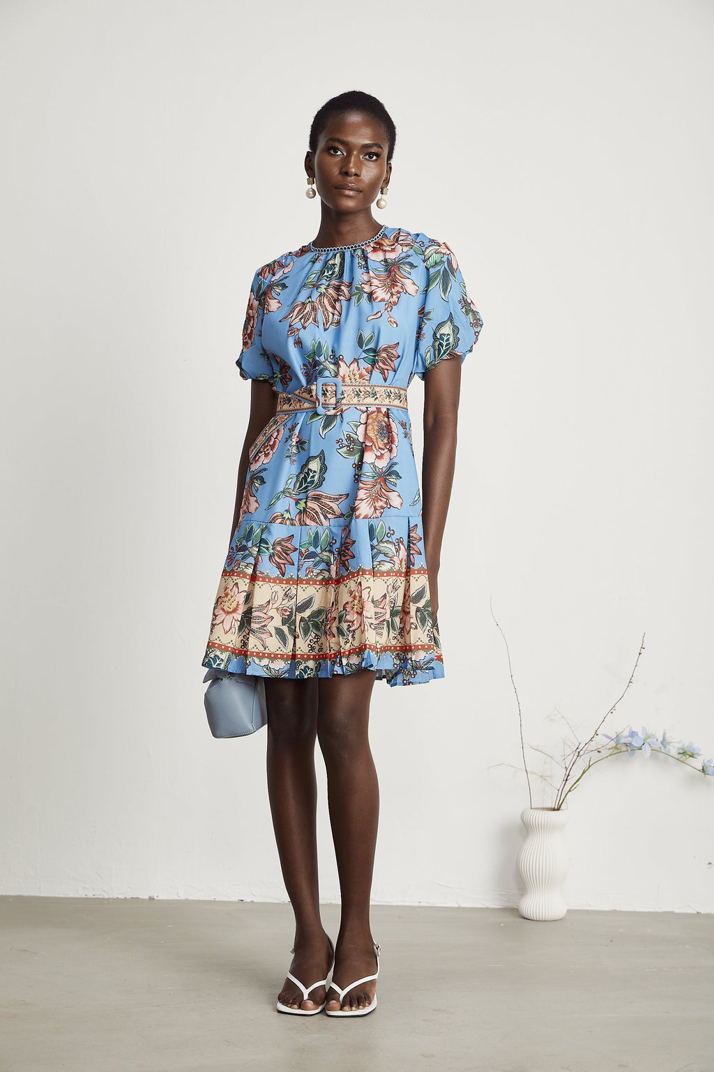 Coralie çiçek mini elbise