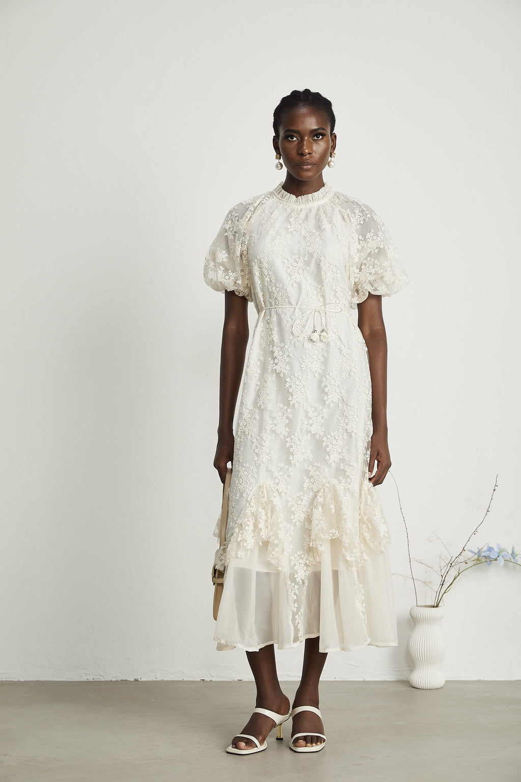 Coralie katmanlı midi elbise