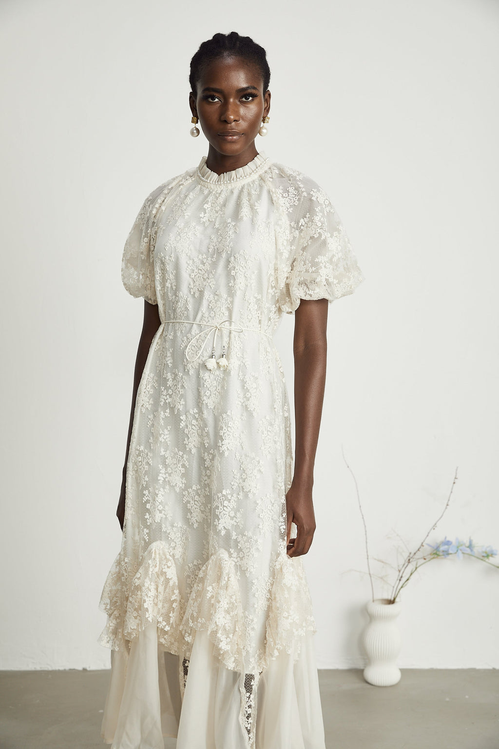 Coralie katmanlı midi elbise