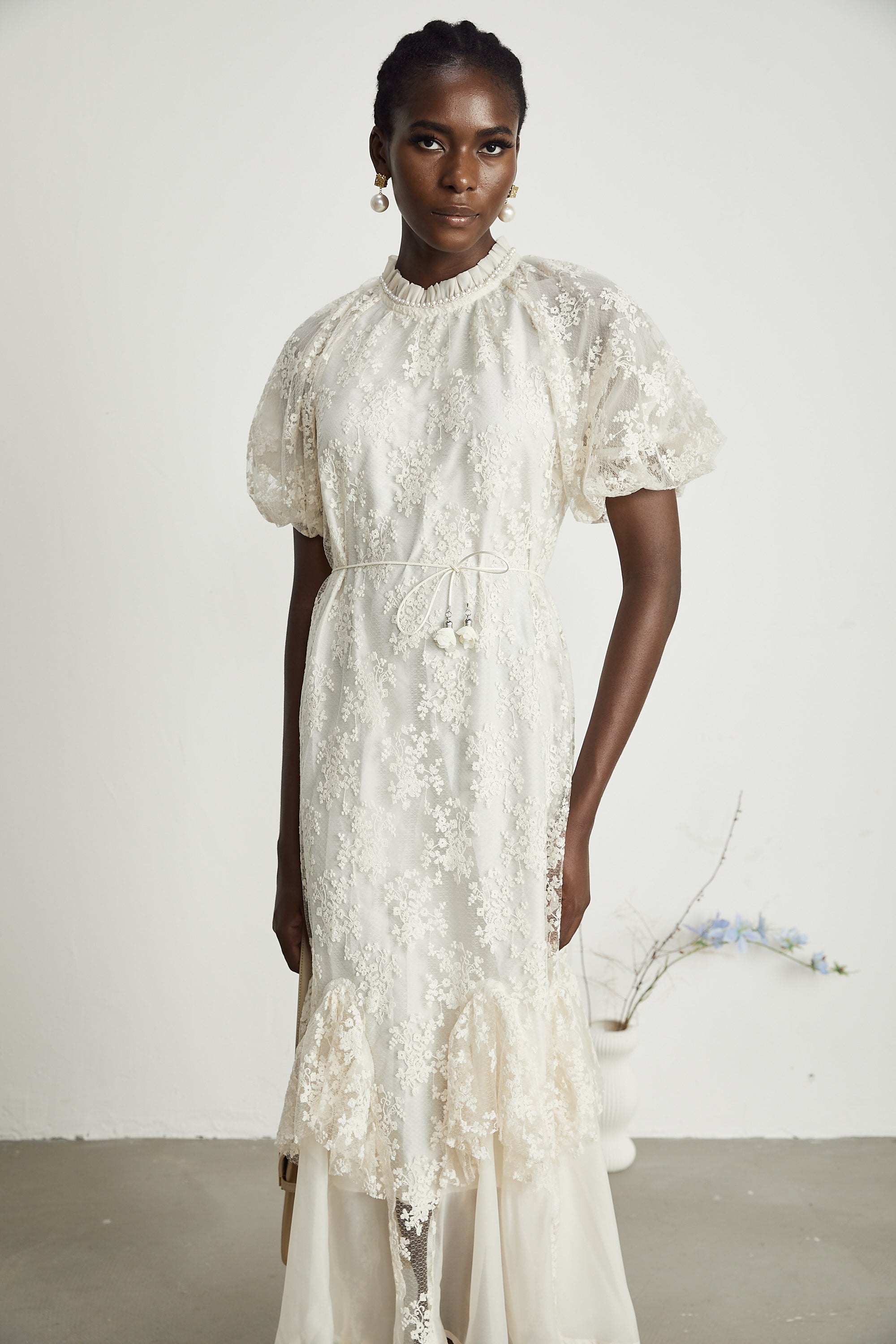 Coralie katmanlı midi elbise