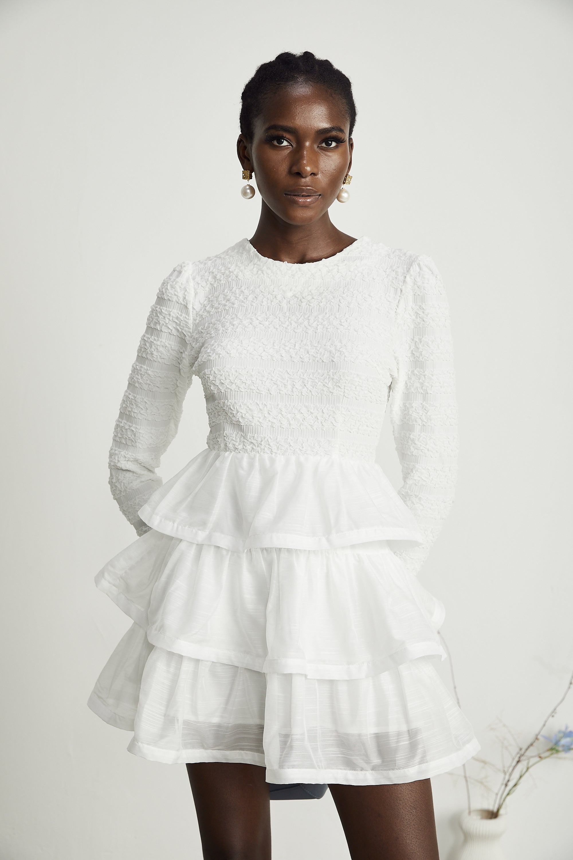 Cyrielle fırfır mini elbise