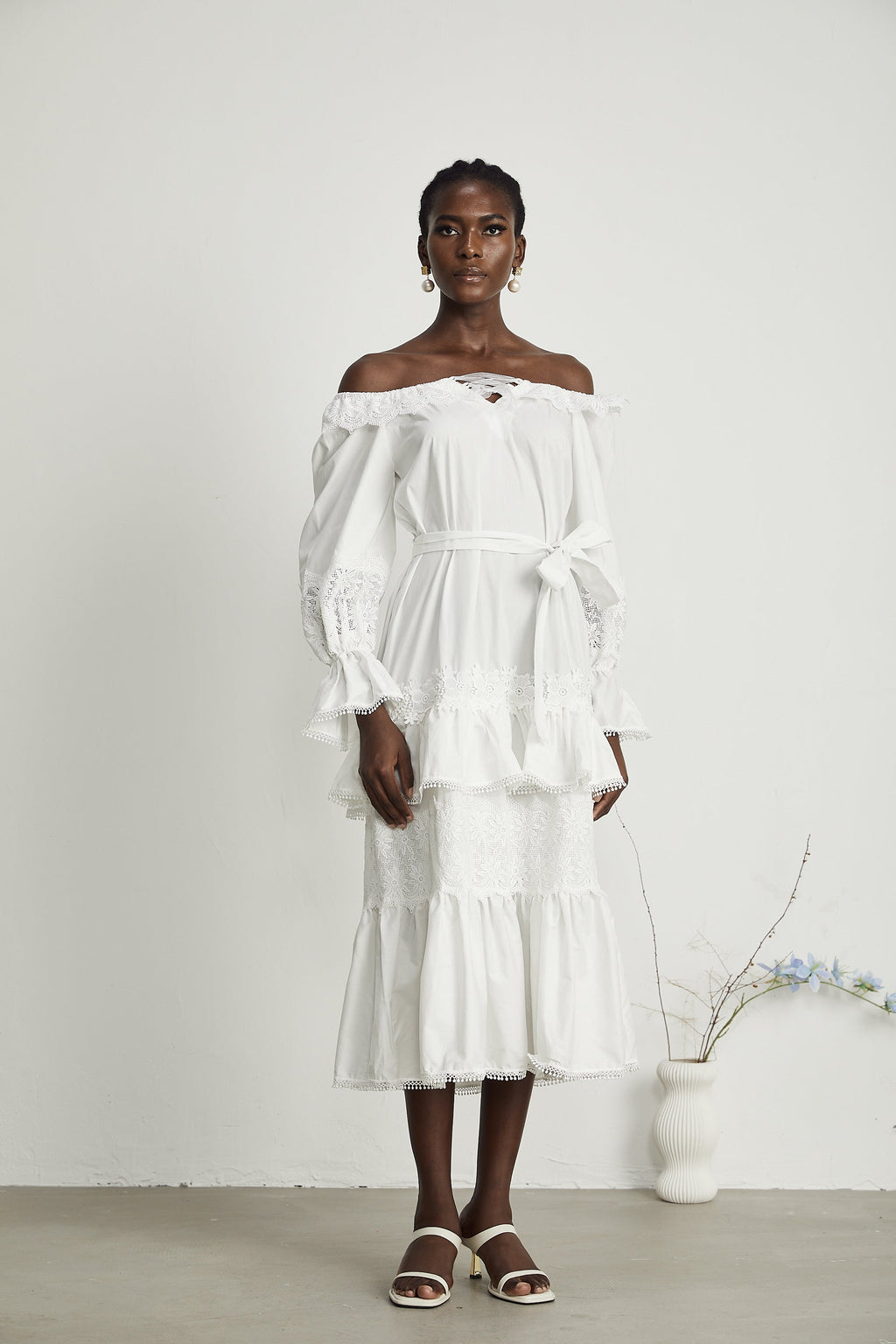 Capucine kesimli midi elbise