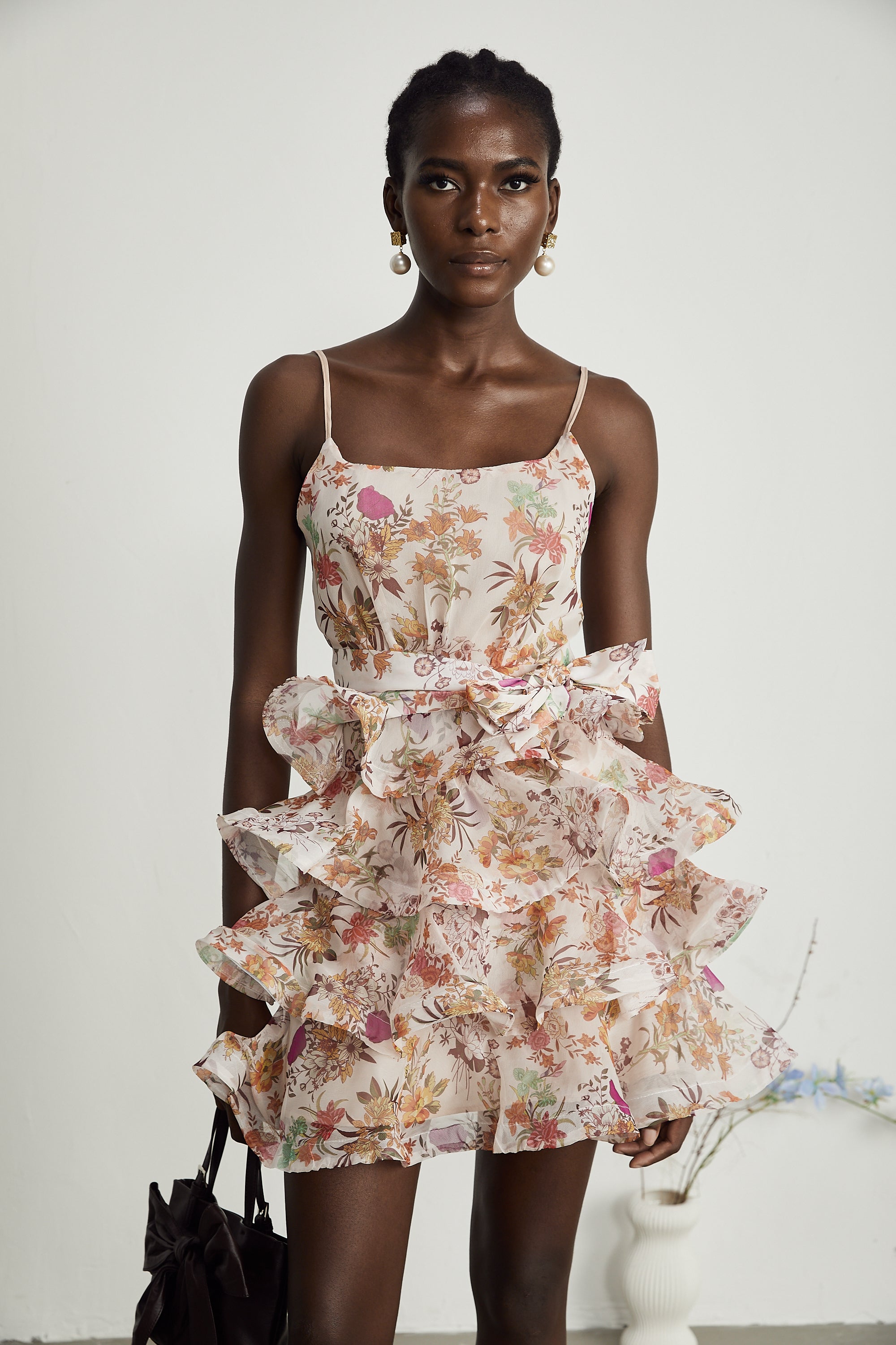 Camille çiçek mini elbise