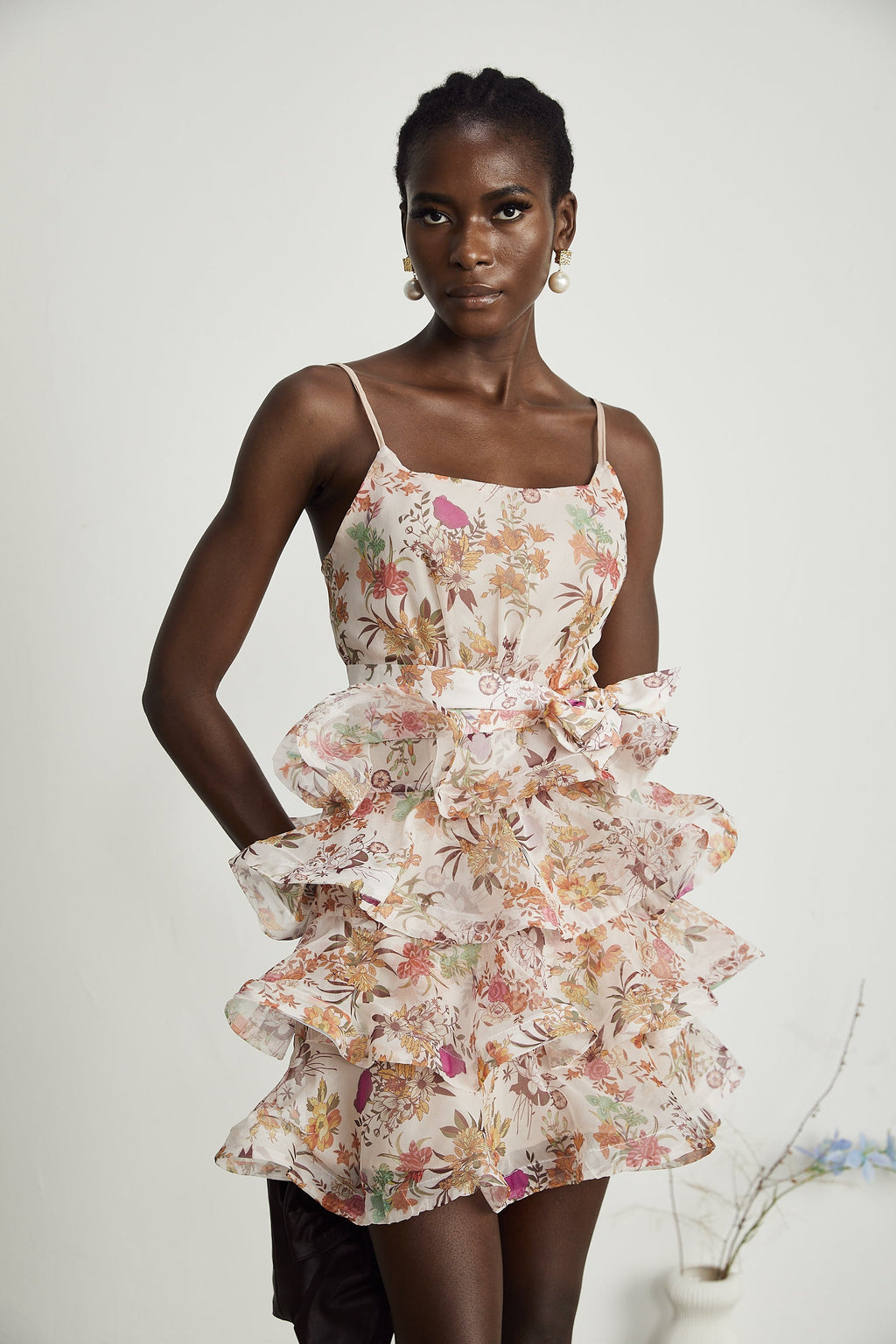 Camille çiçek mini elbise